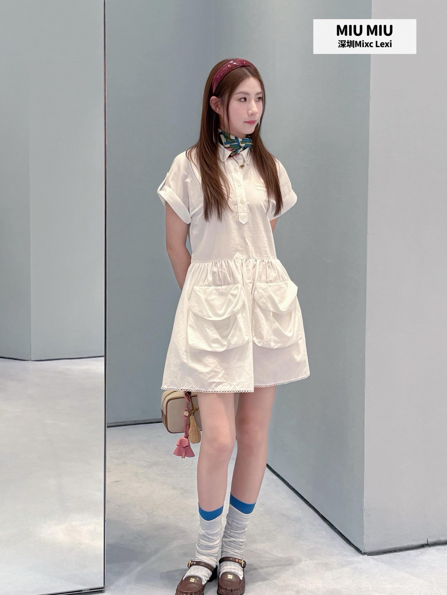 Miu 26ss cargo pocket shirt dress