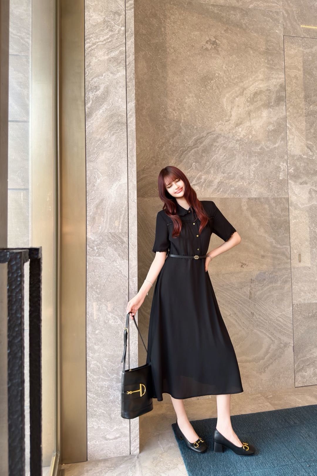 Guc 26ss lace trim dress