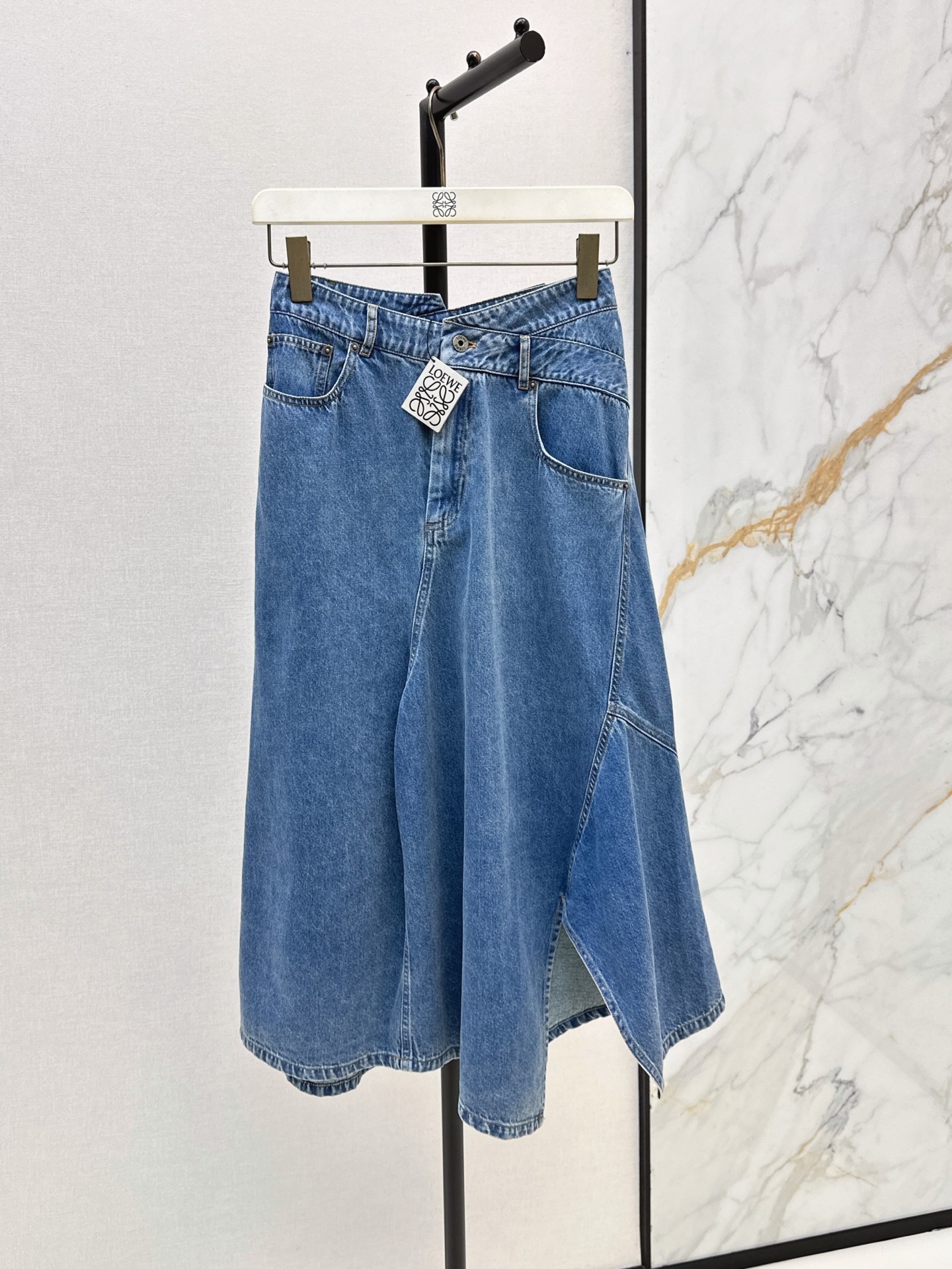 Loe 26ss asymmetrical denim skirt