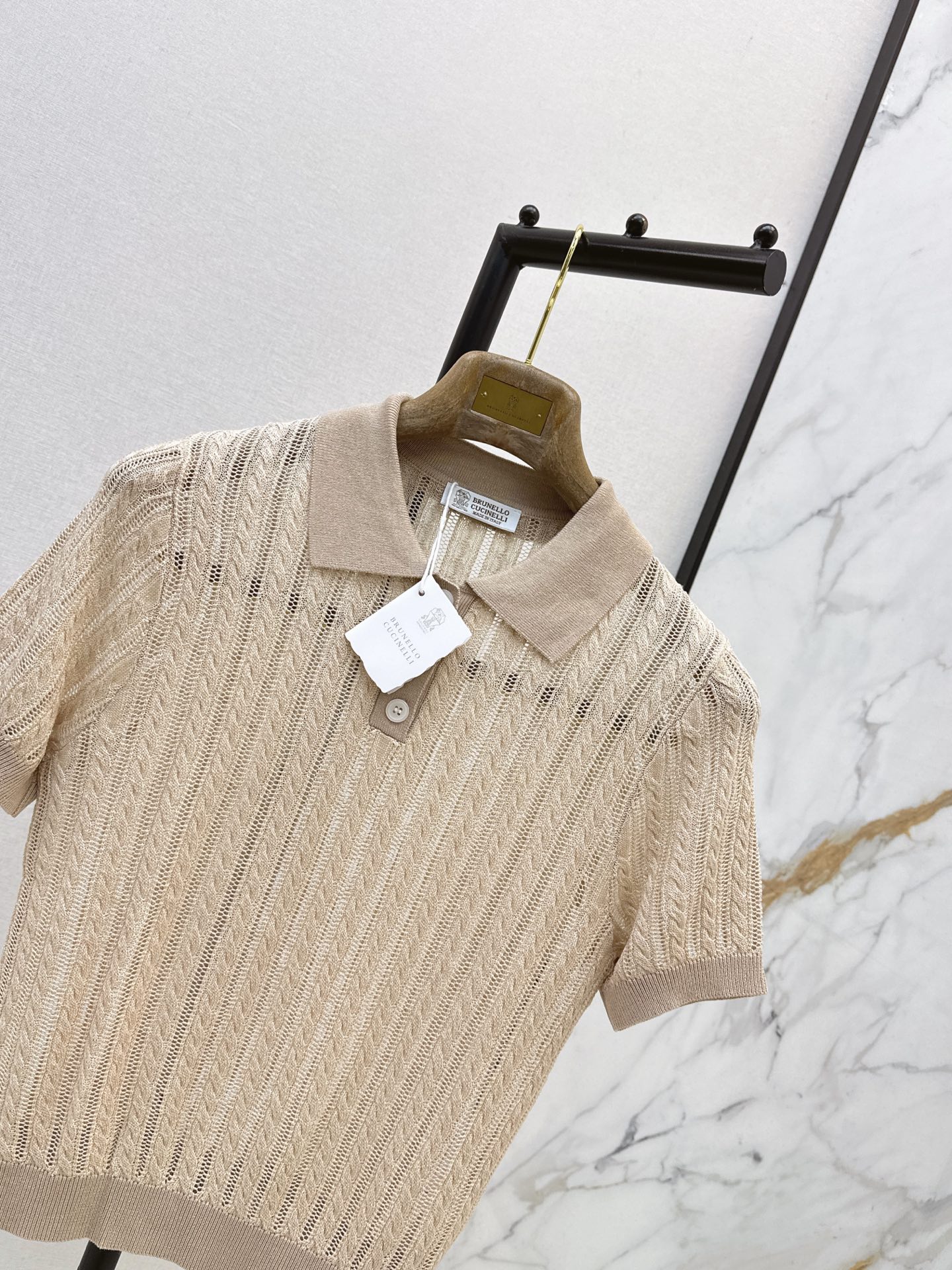 Brun 26ss hollow knit polo