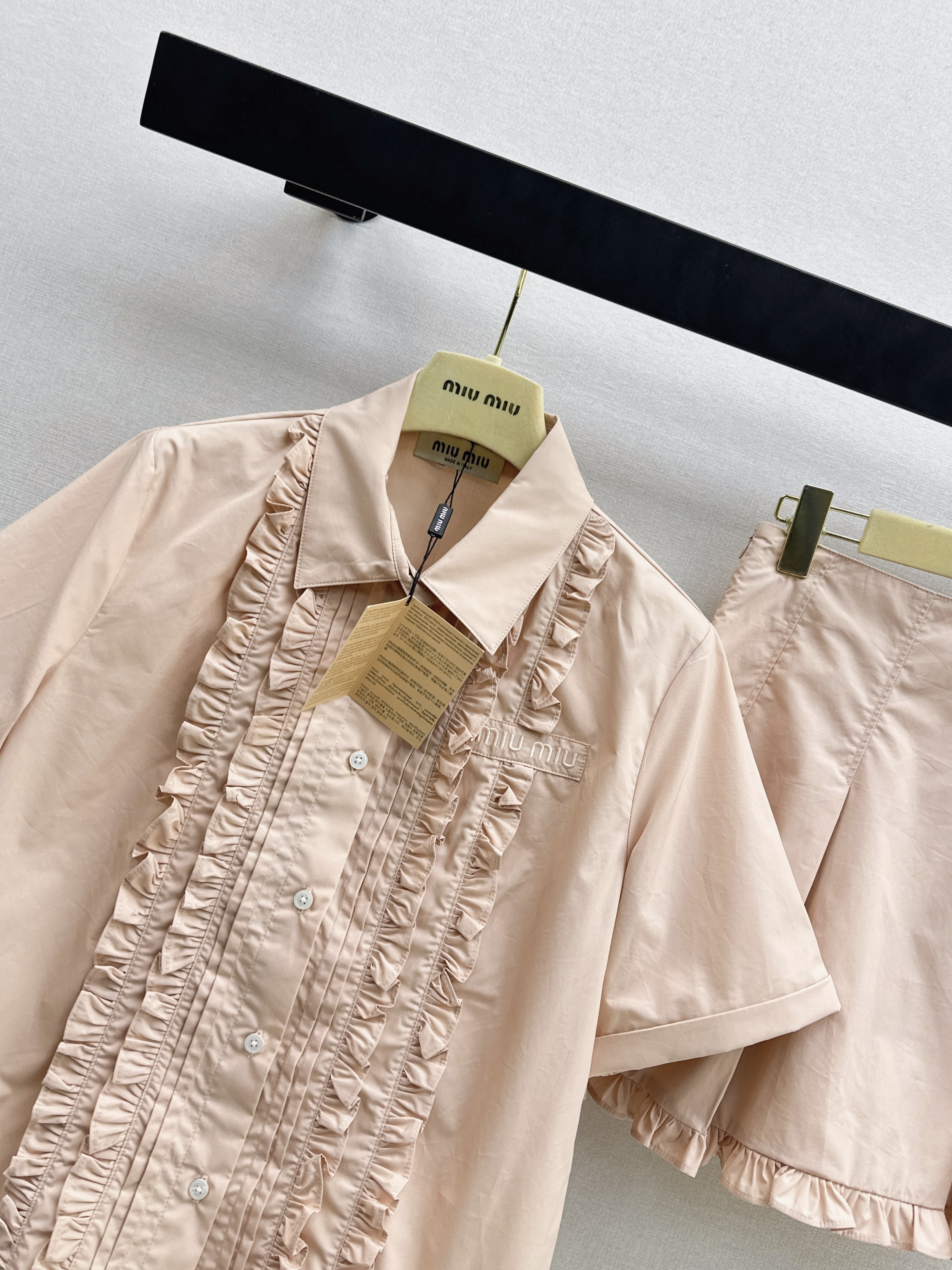 Miu 26ss ruffle shirt skirt sets