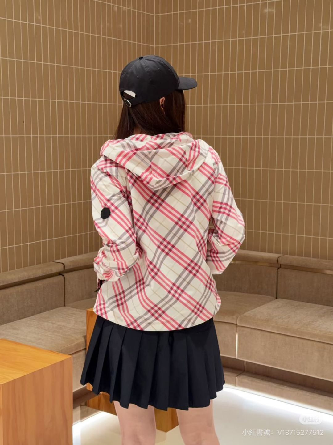Burb 26ss check hooded jacket