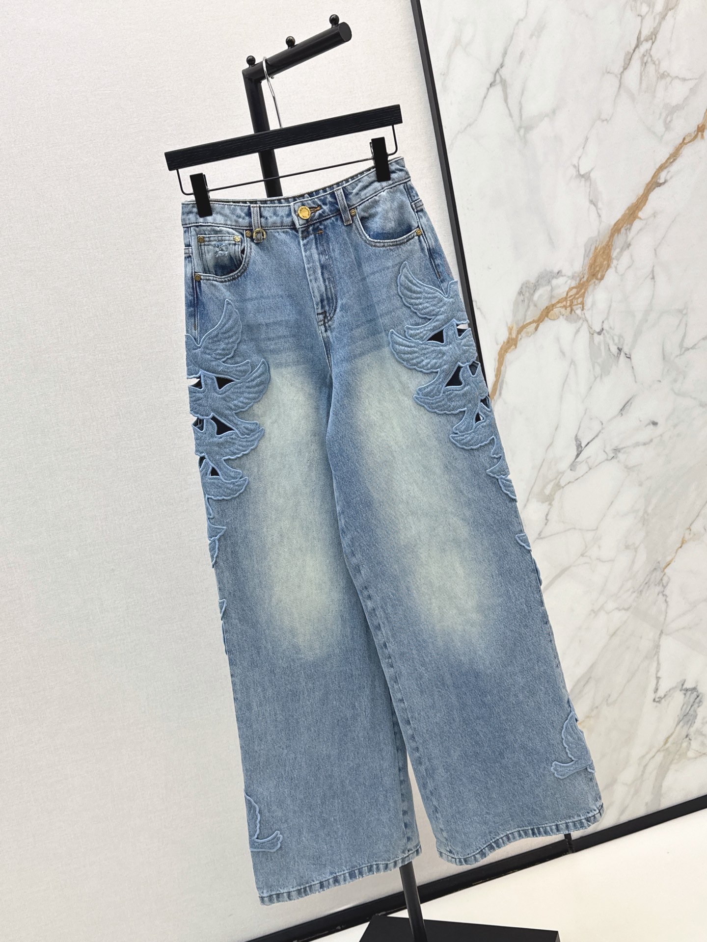 Zimm 26ss hollow embroidery jeans