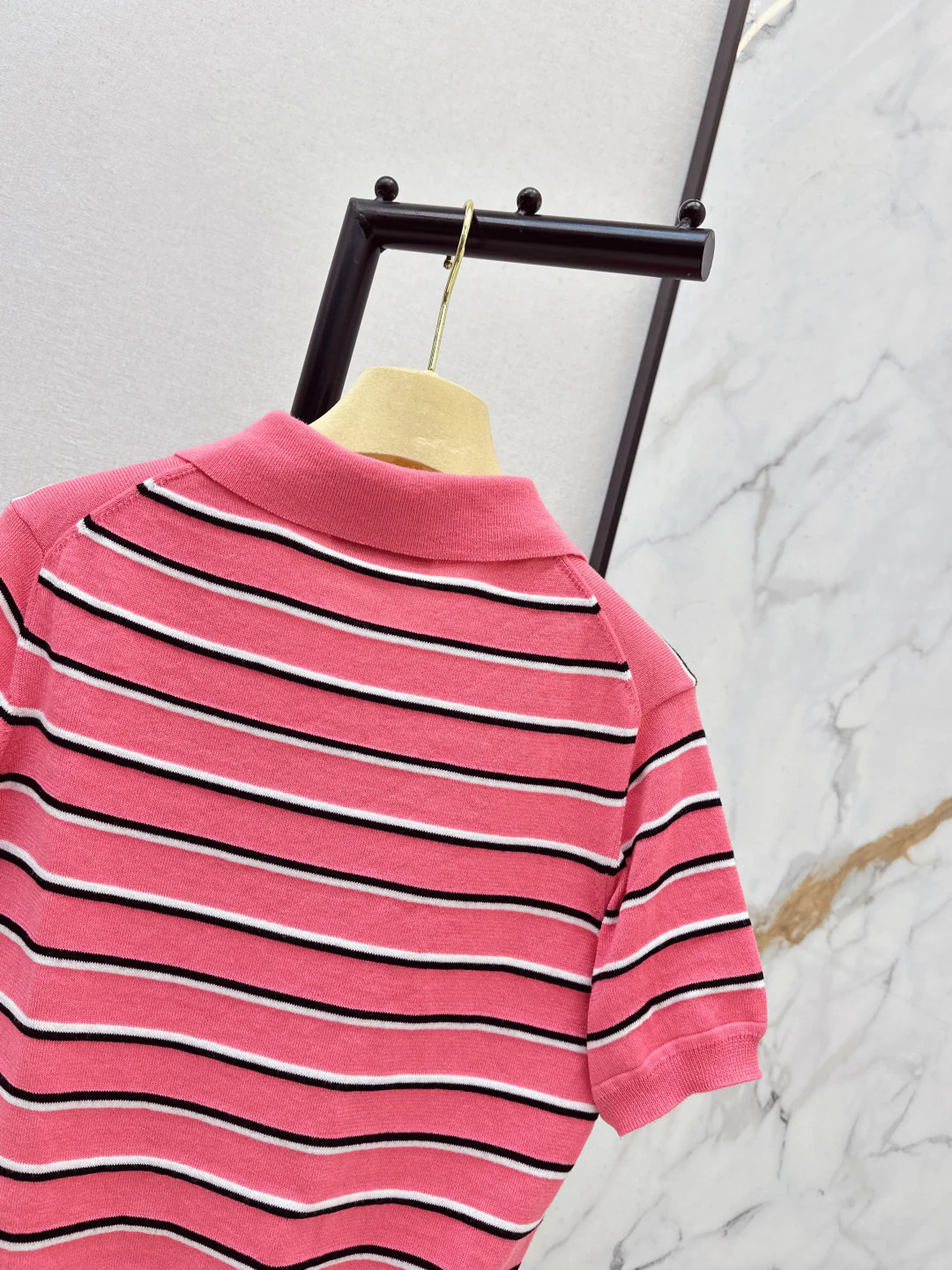 Miu 26ss stripe polo knit sweater