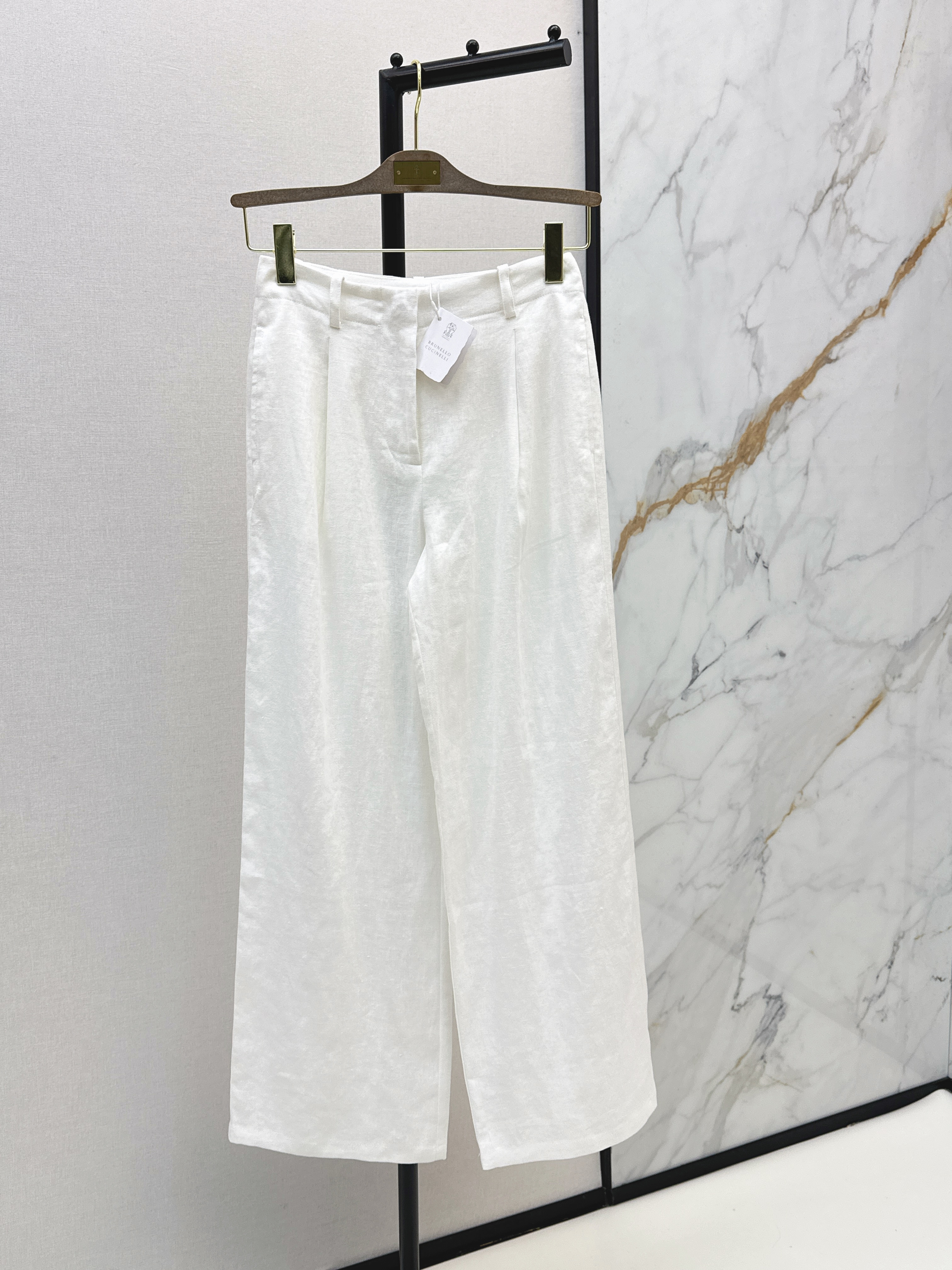 Brunello 26SS High-Waisted Pleated Wide-Leg Pants