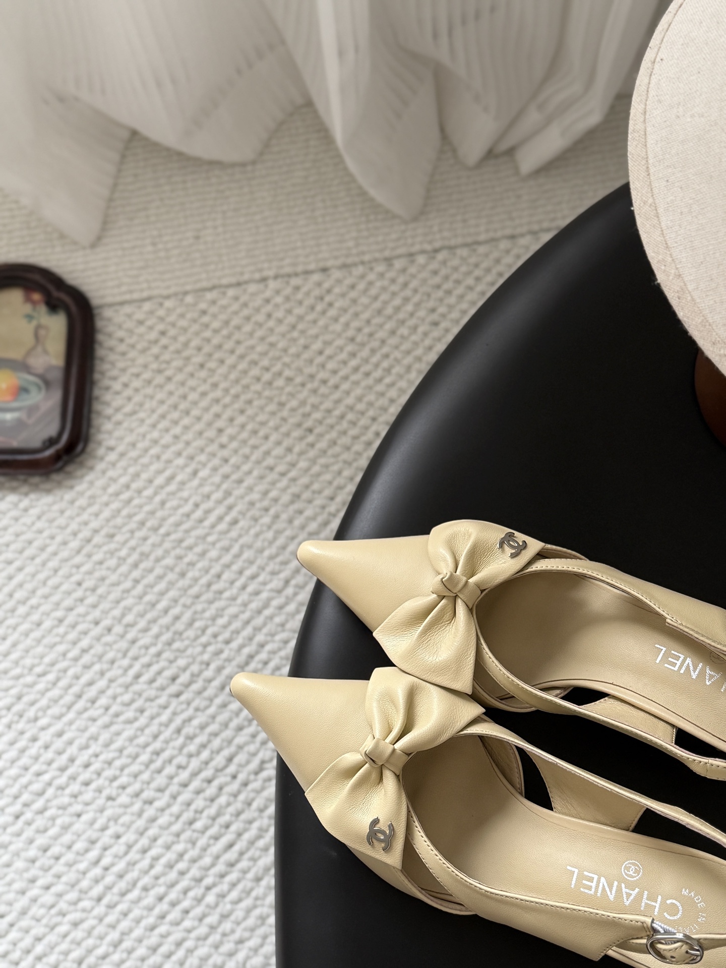 Chan 26ss bow slingback heel