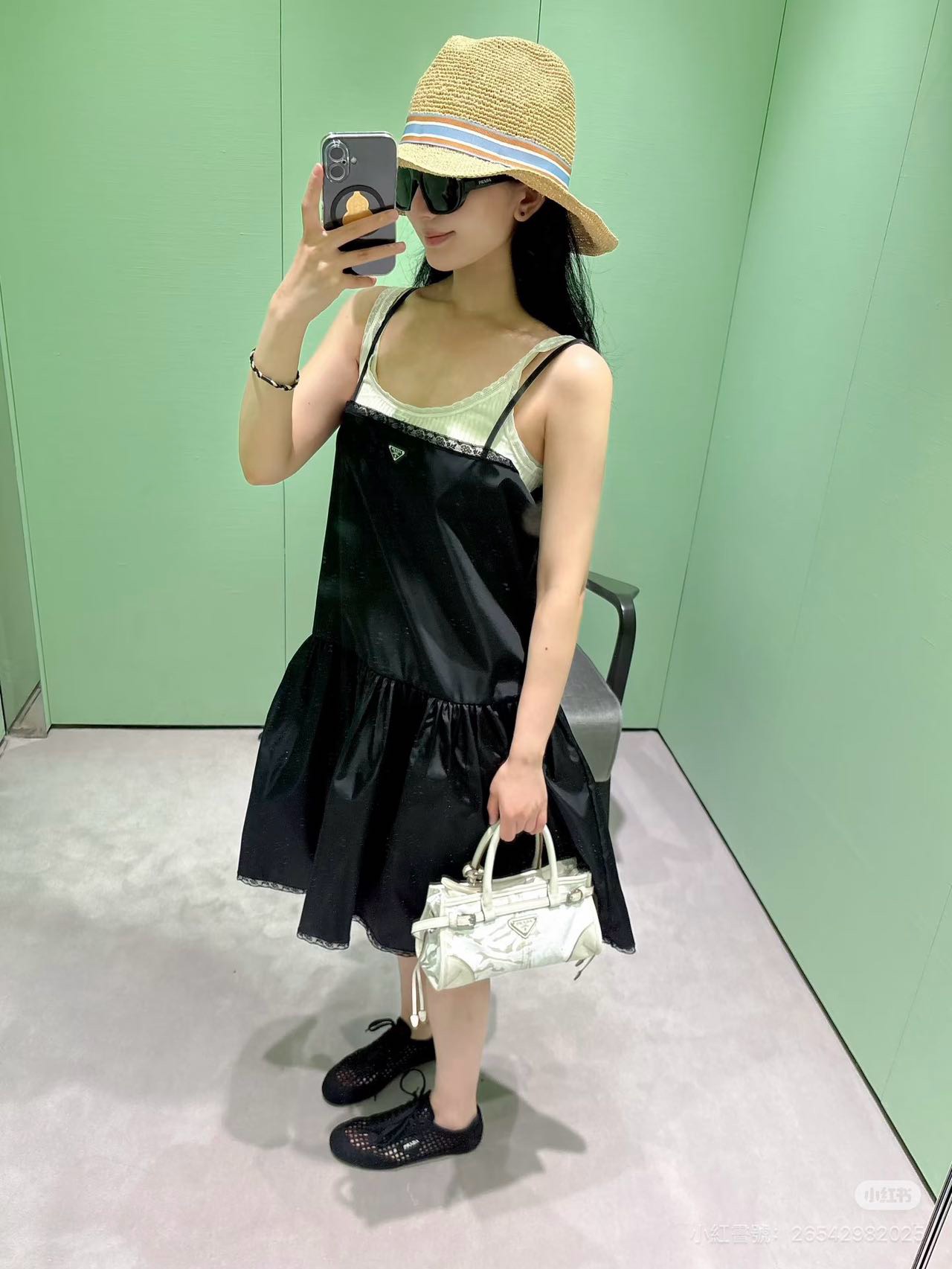 Pra 26ss lace trim slip dress