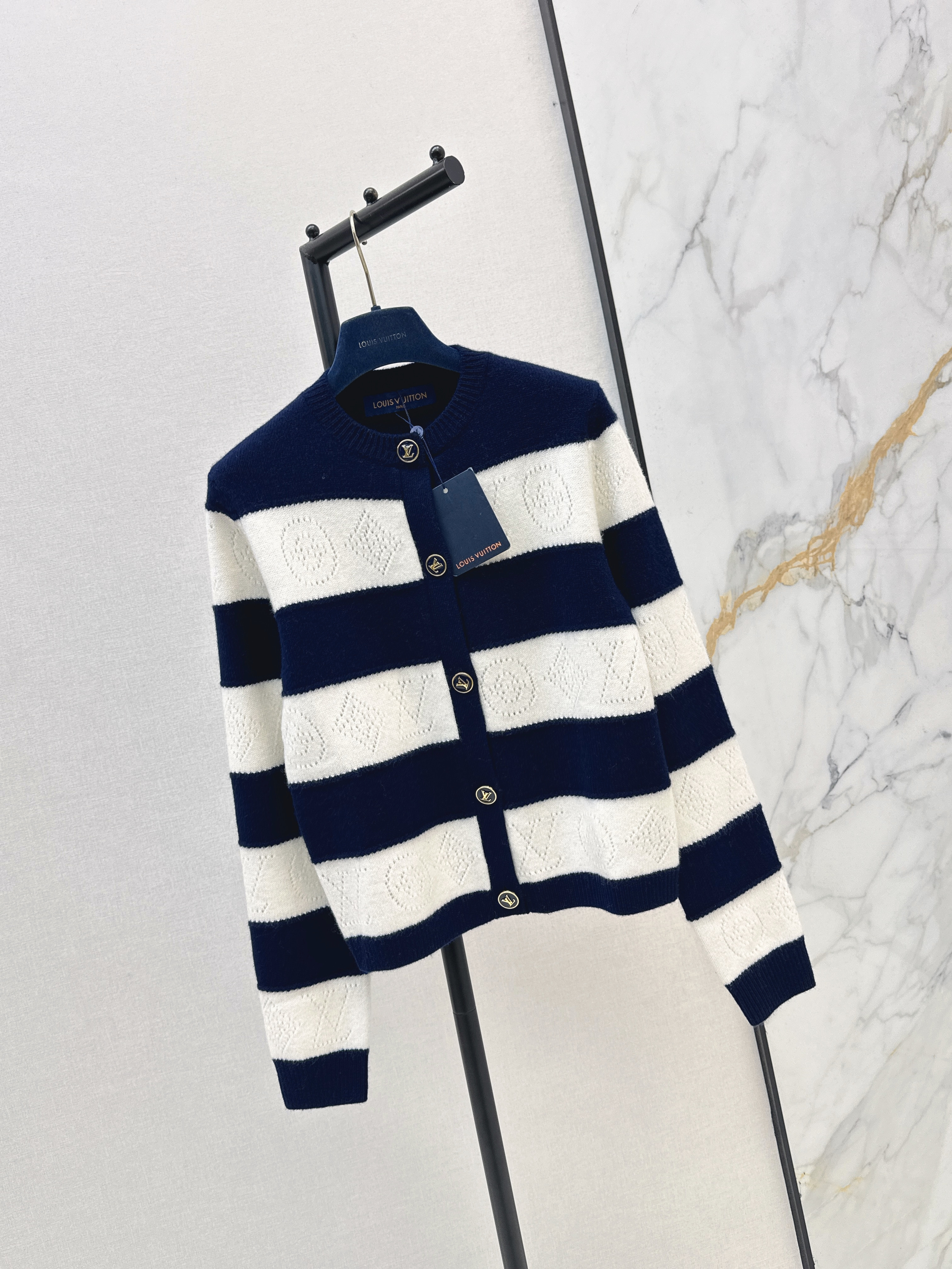 Loui 26ss stripe knit cardigan