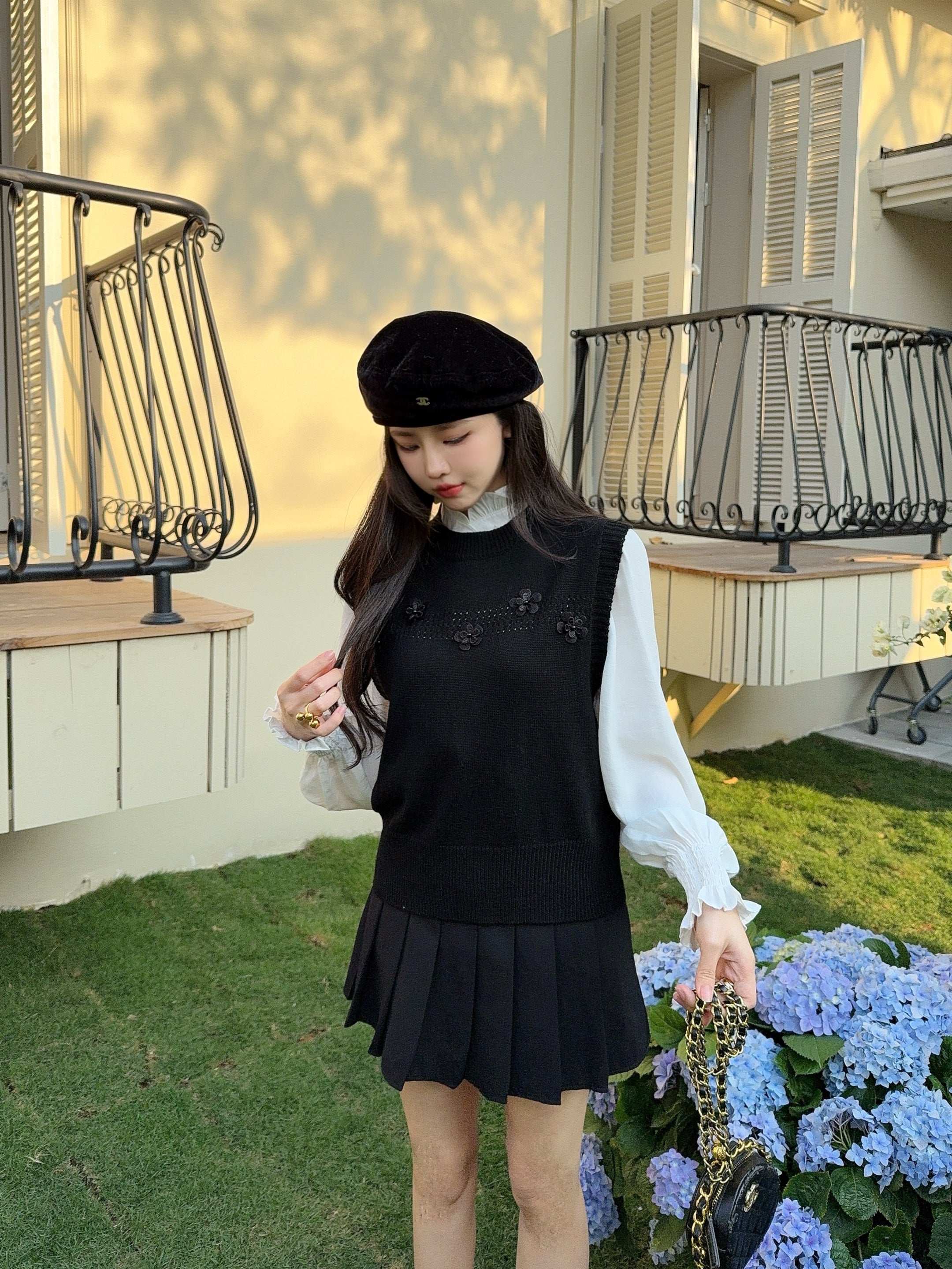 Chan 26ss elegant shirts knit vest
