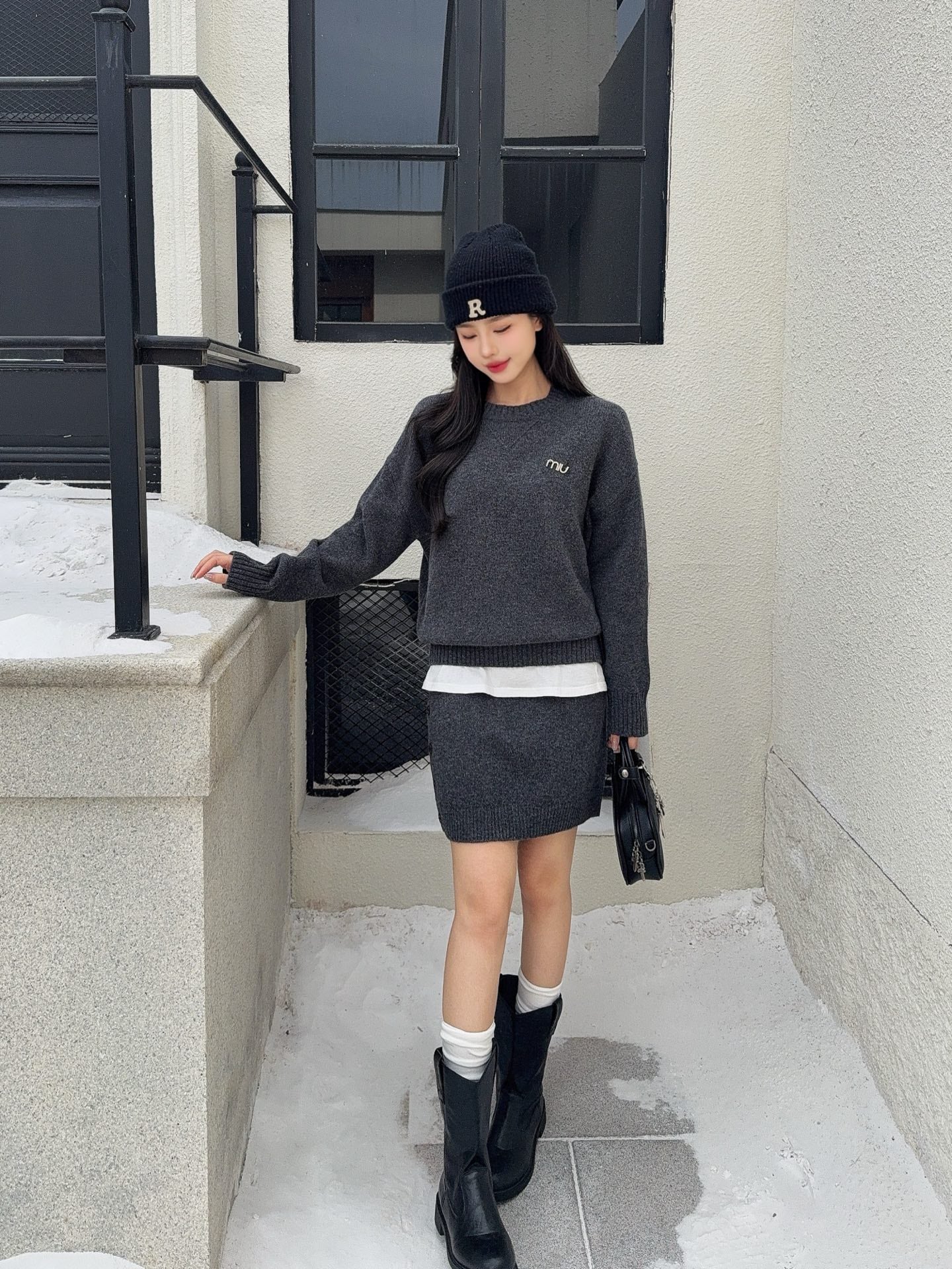 Miu 25fw knit sweater+skirt outfit sets