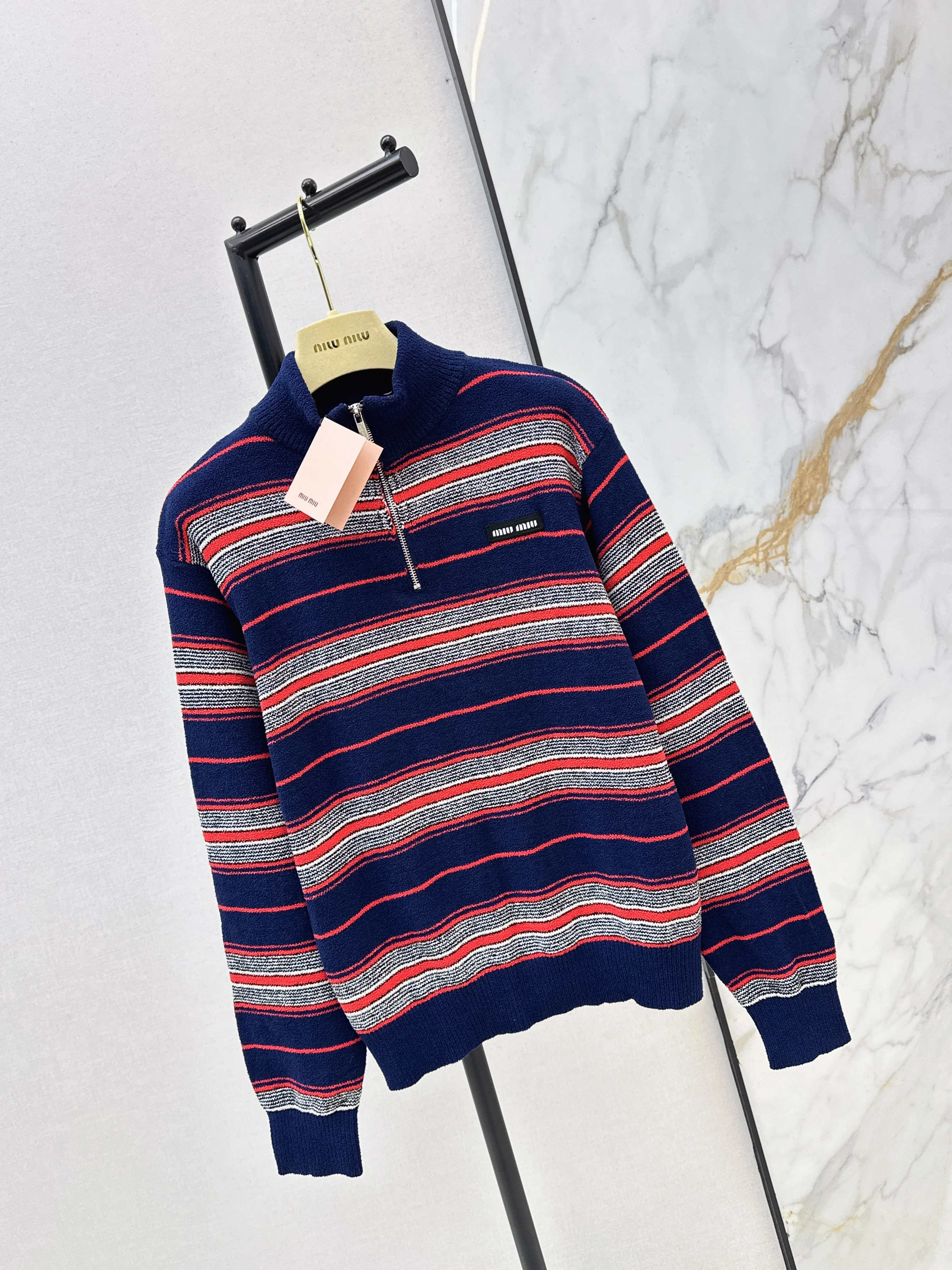 Miu 26ss stripe knitted sweater