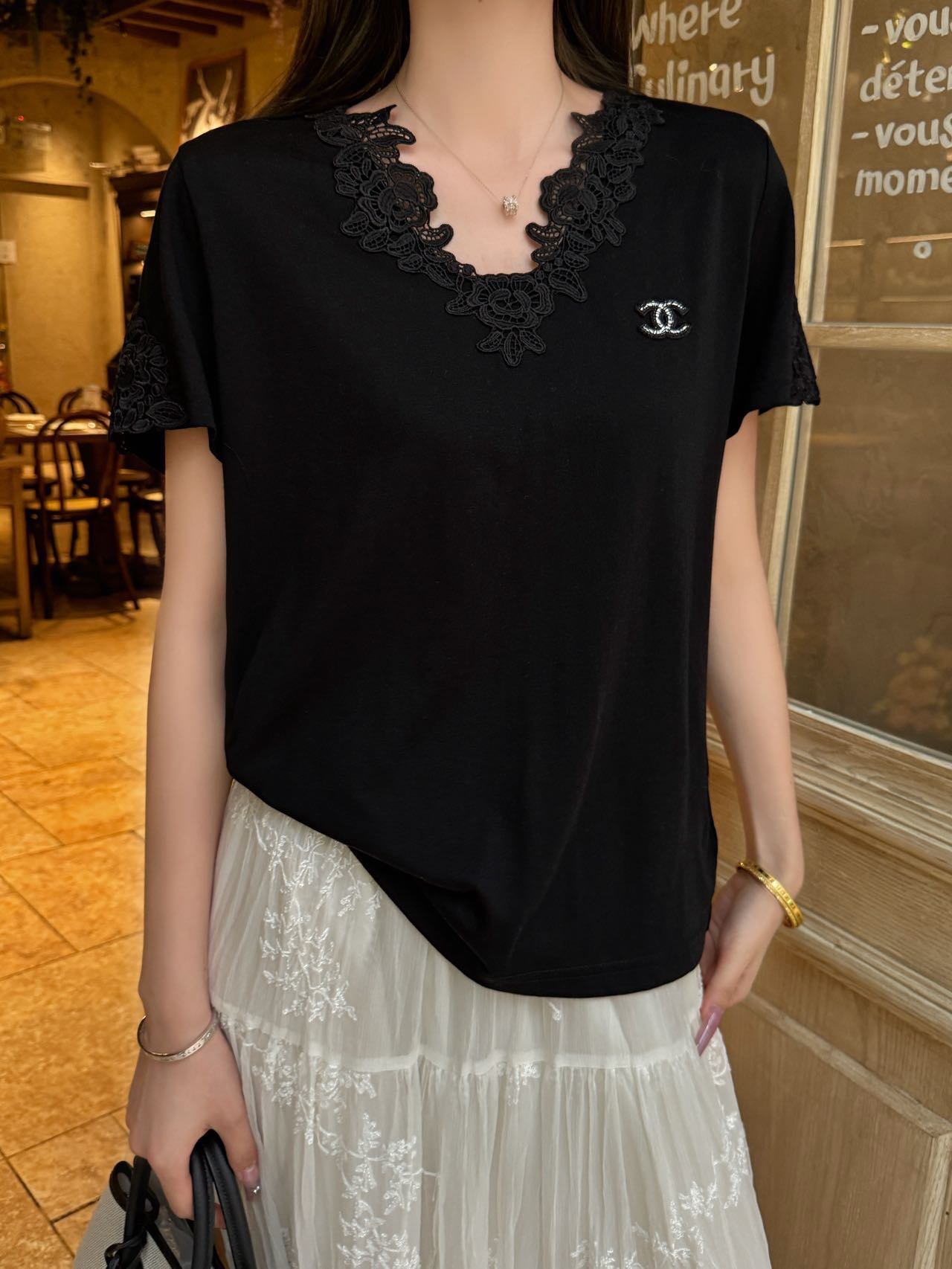 Chan 26ss contract lace t-shirt