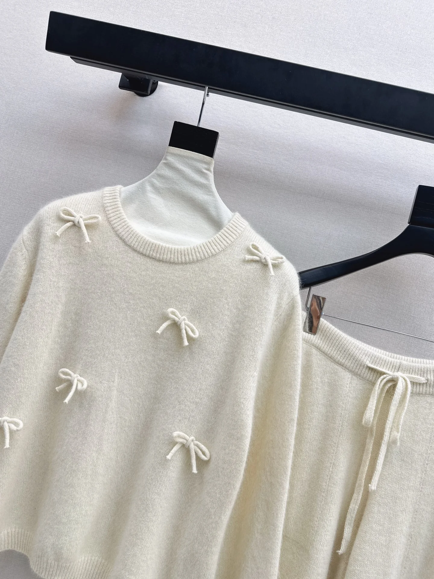 Miu 25fw knit bow sweater+pants outfit sets