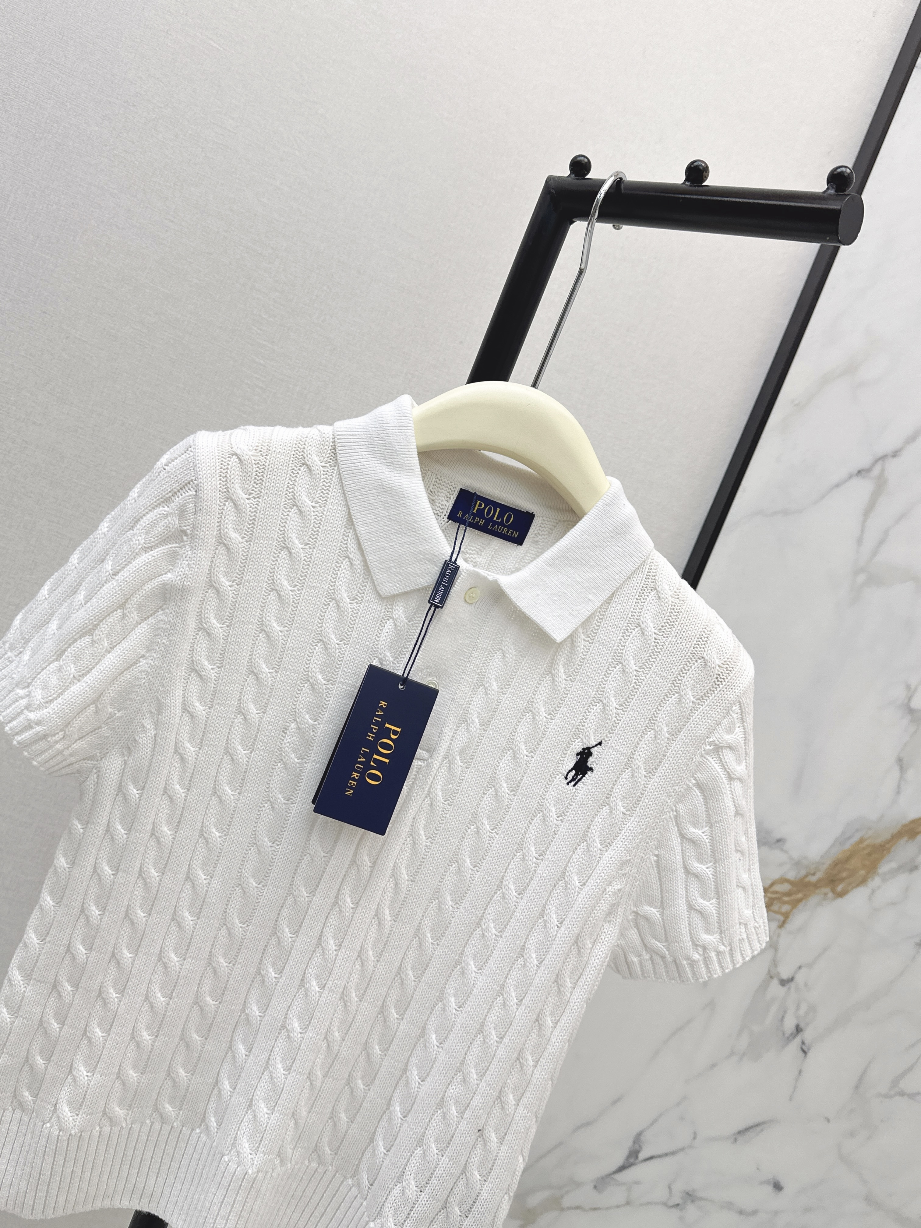 Ralp 26ss cable polo knit top