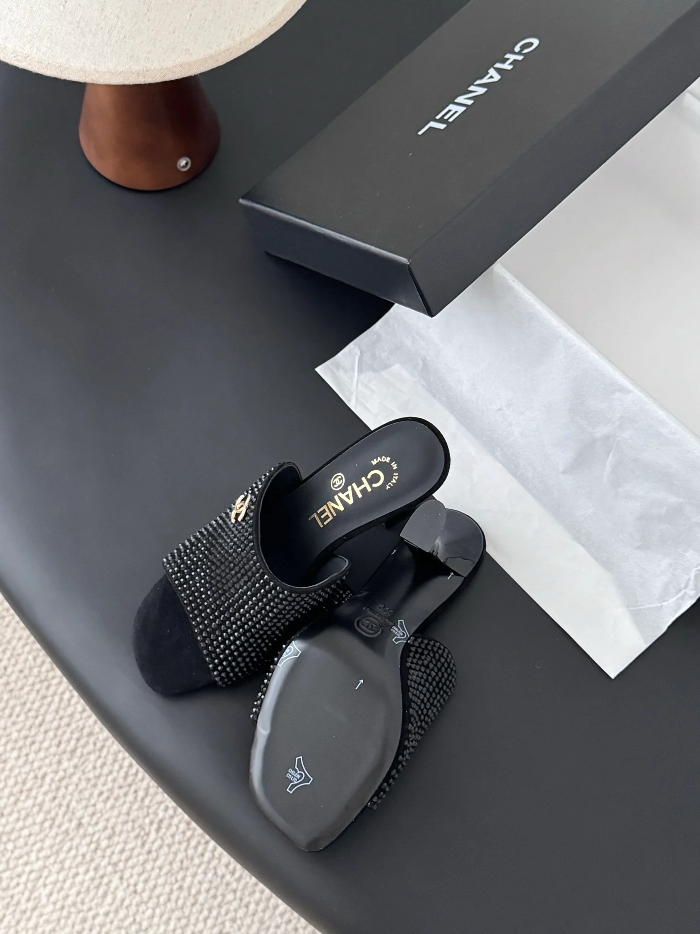 Chan 25fw high heeled slides sandals