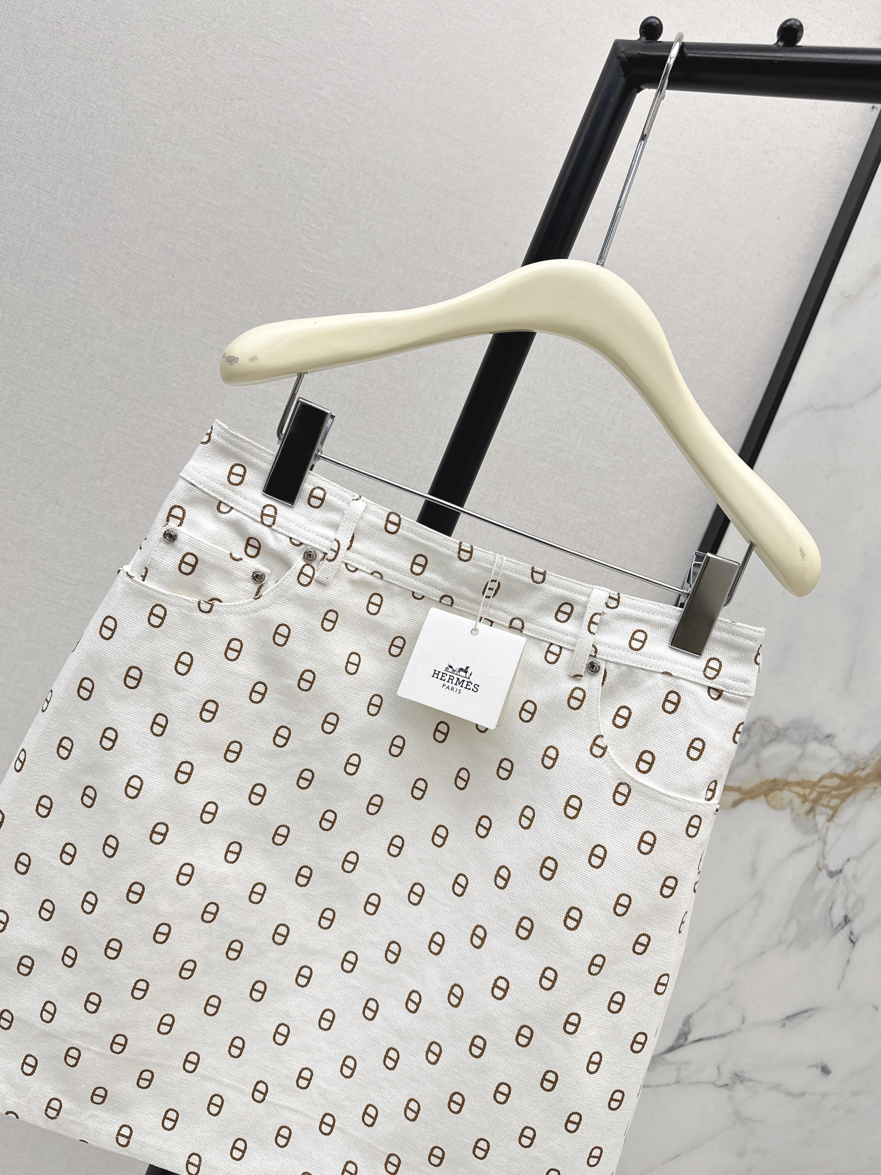 Her 26ss print denim skirt