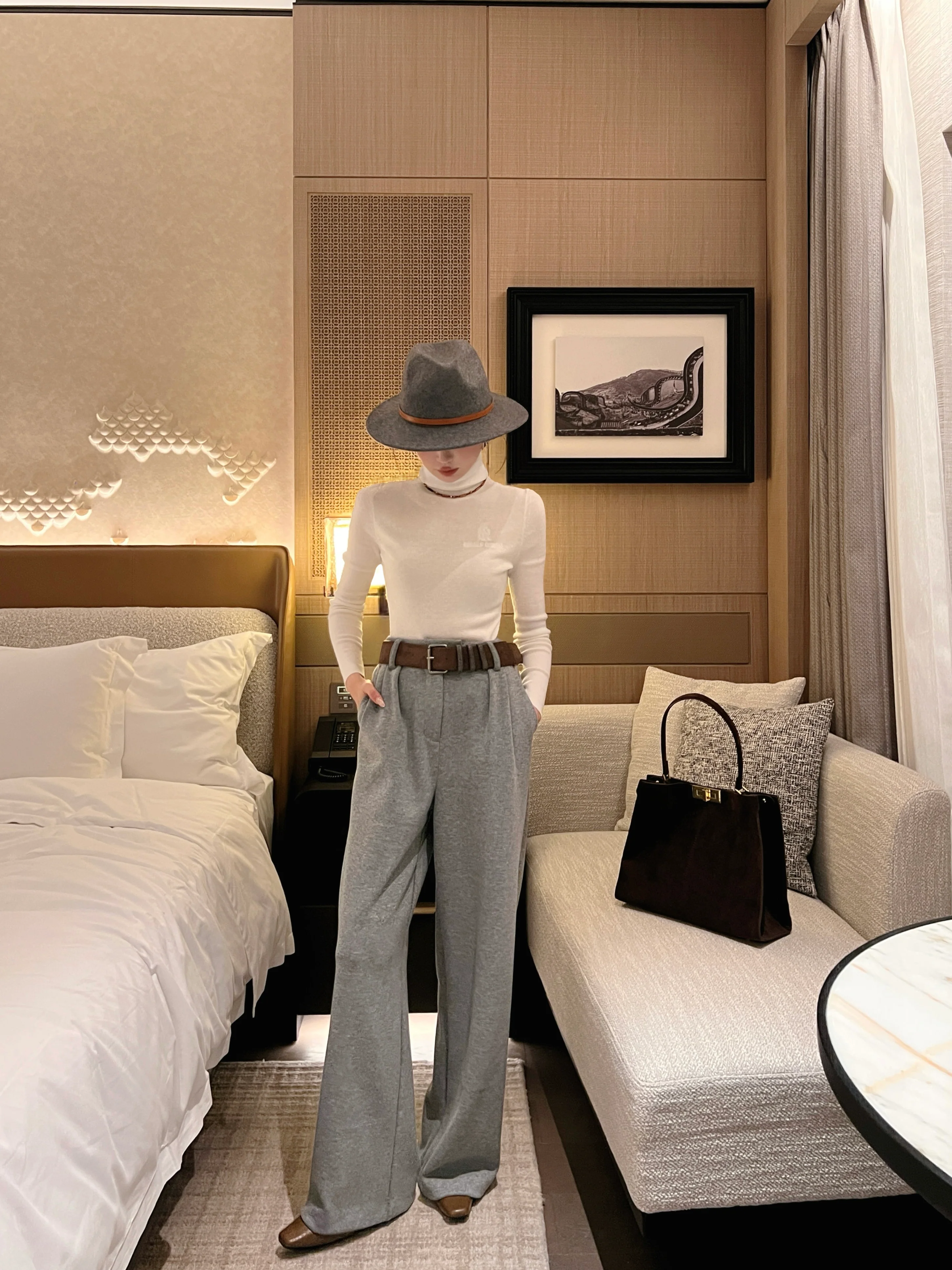 Brun 26ss straight pants with belted