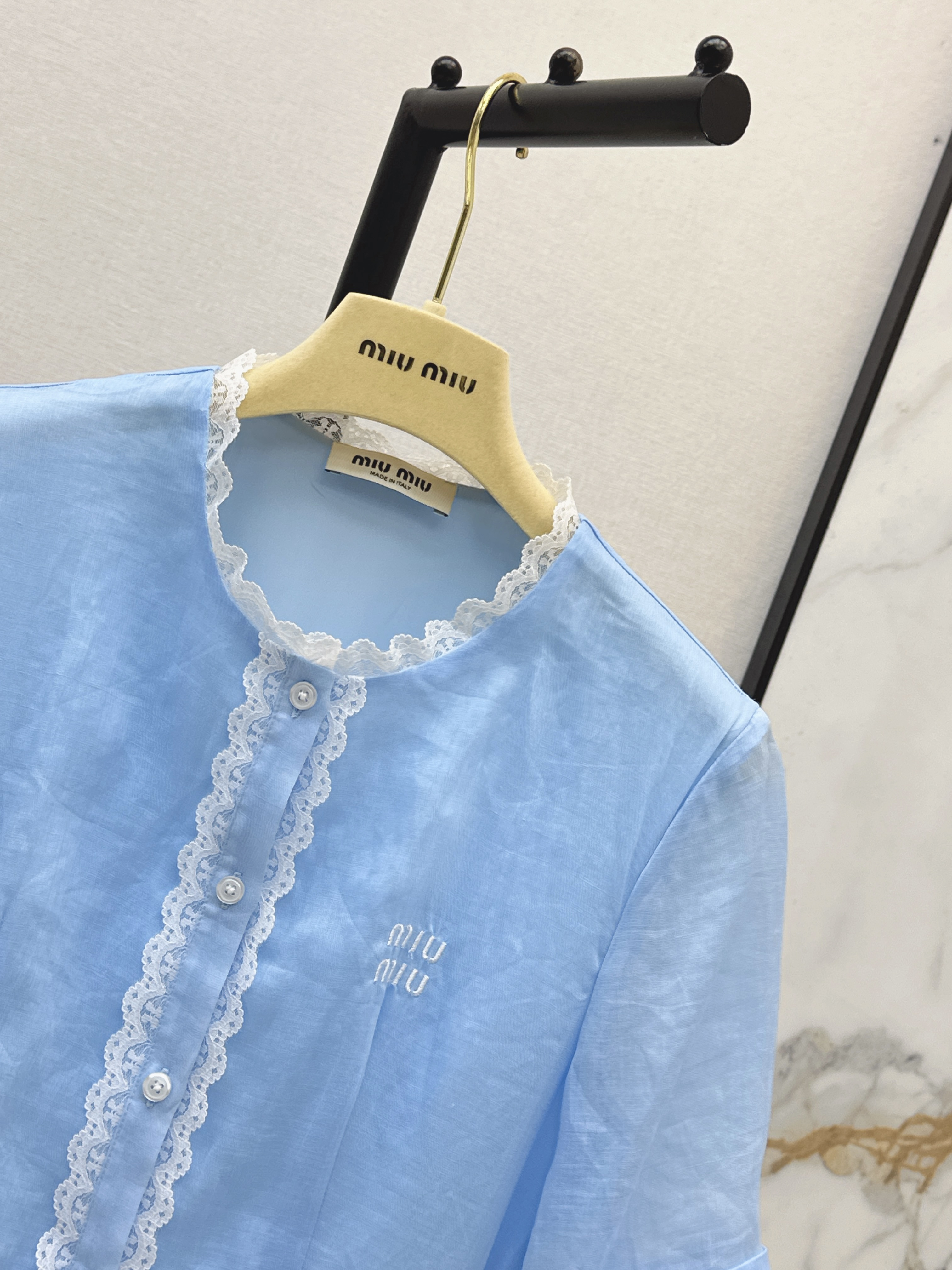 Miu 26ss lace-trim dress