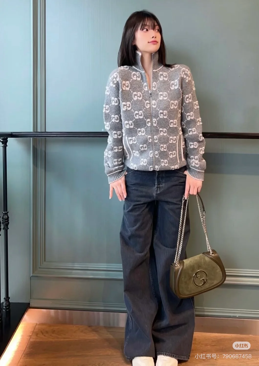 Guc 25fw jacquard cardigan