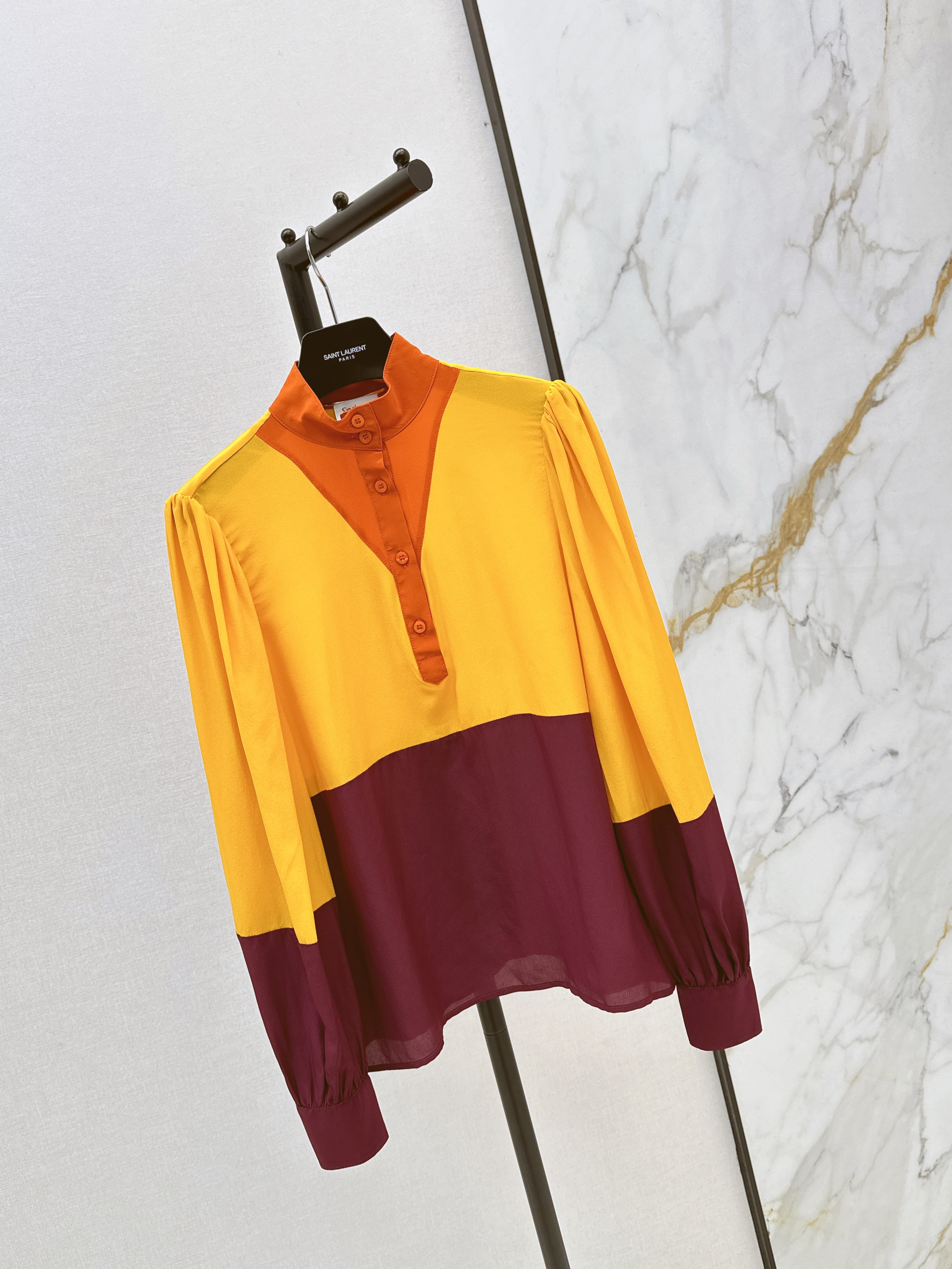 Saint 26ss coloblock silk shirt