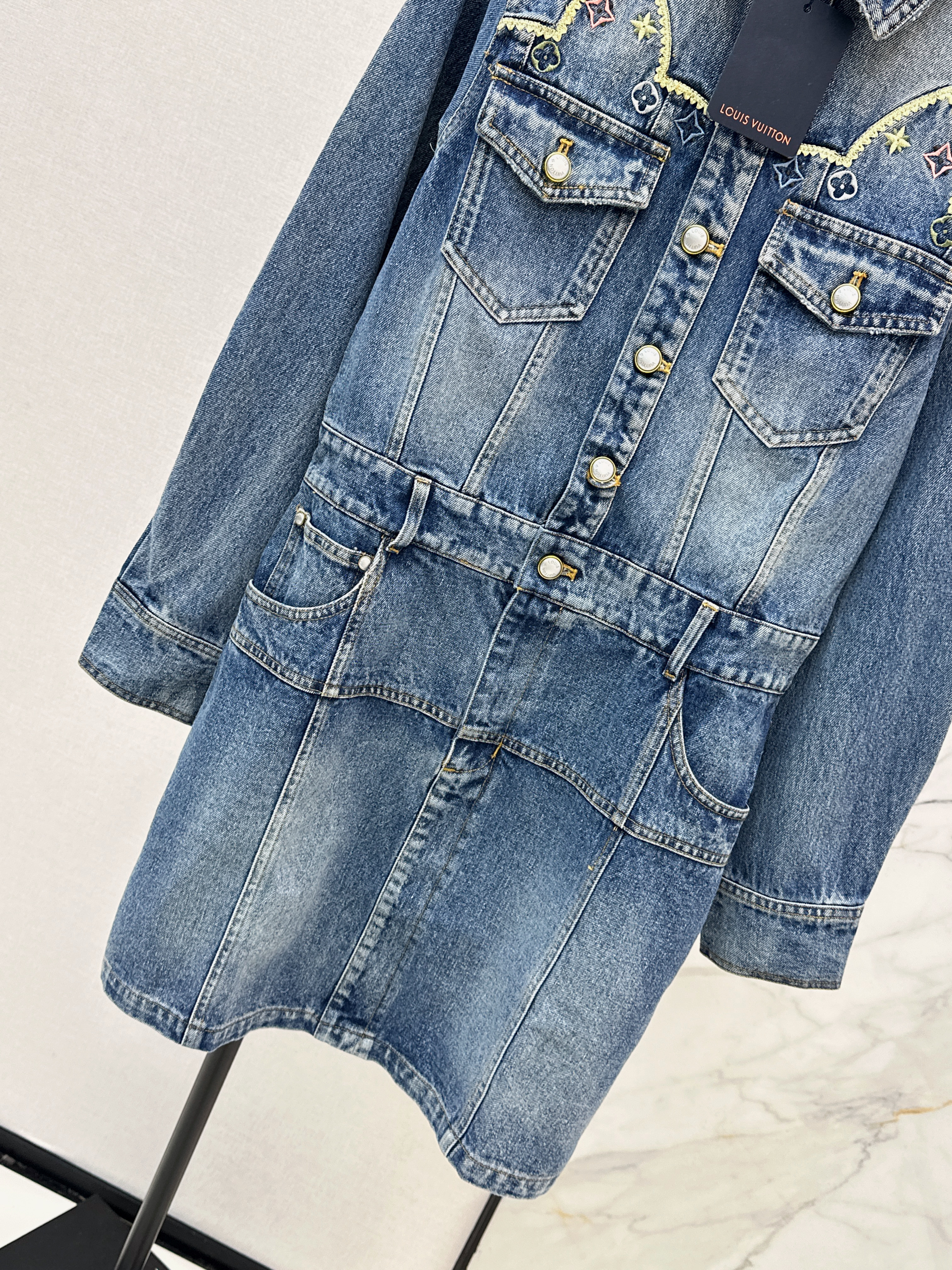 Loui 26ss embroidery denim dress