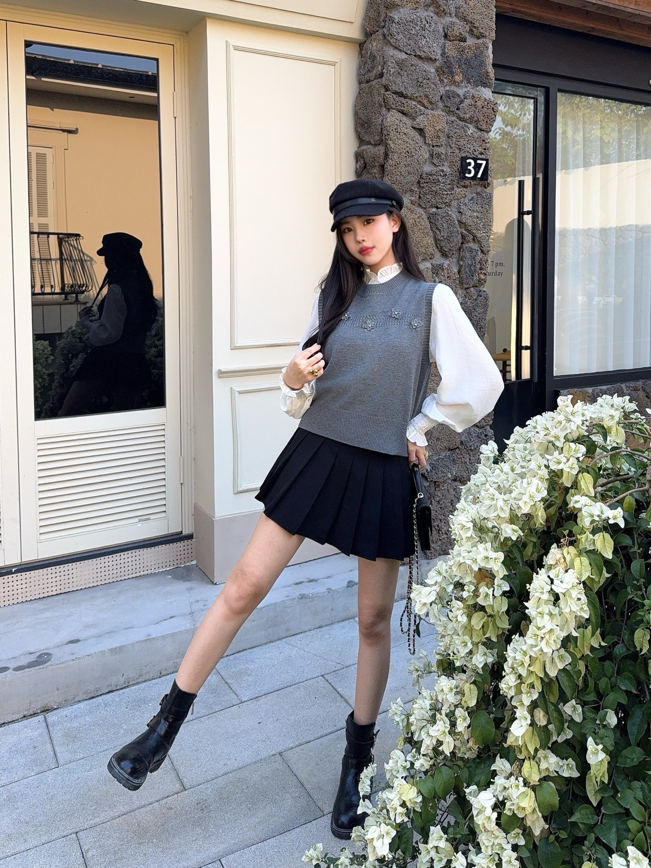 Chan 26ss elegant shirts knit vest