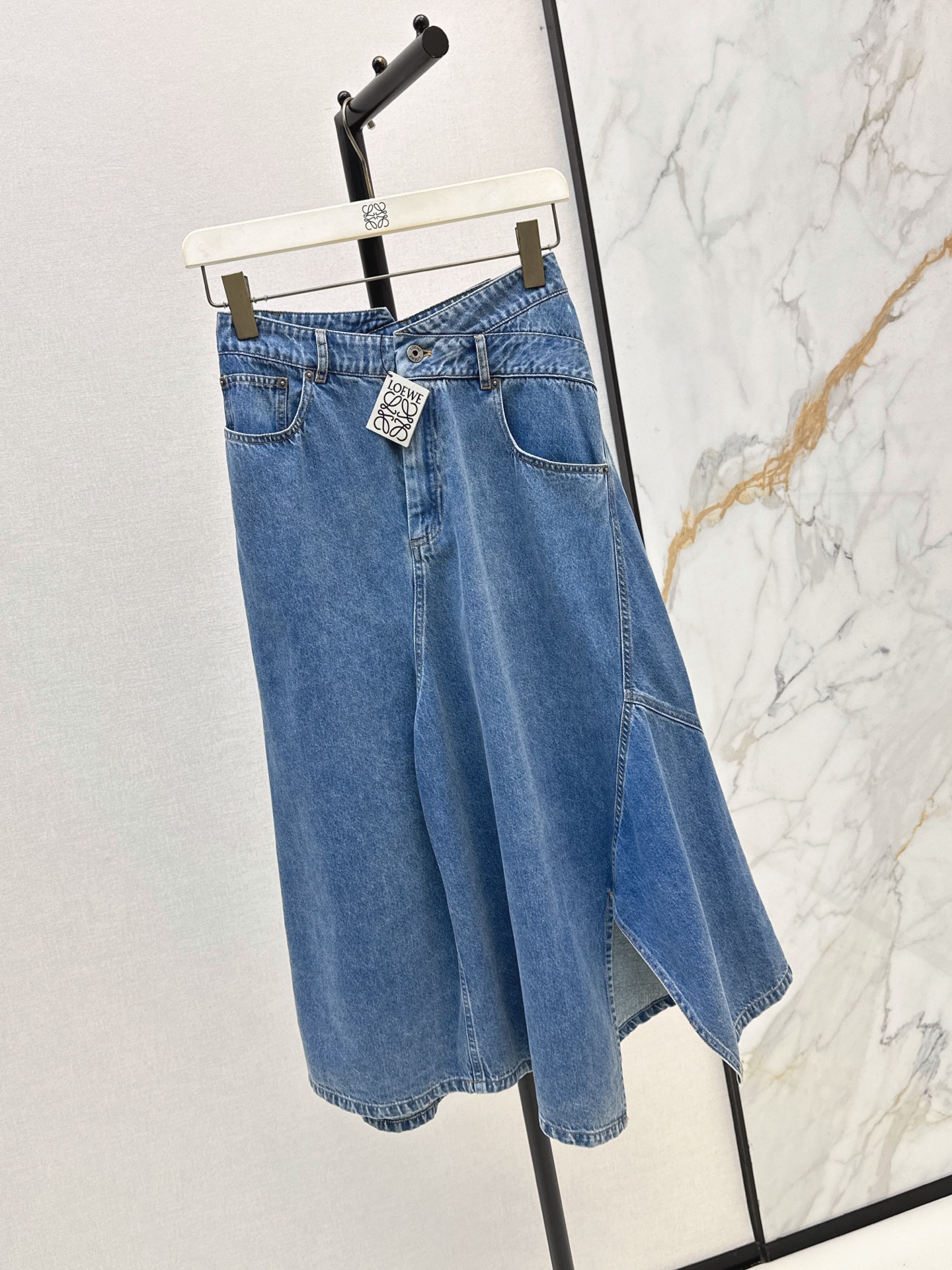 Loe 26ss asymmetrical denim skirt
