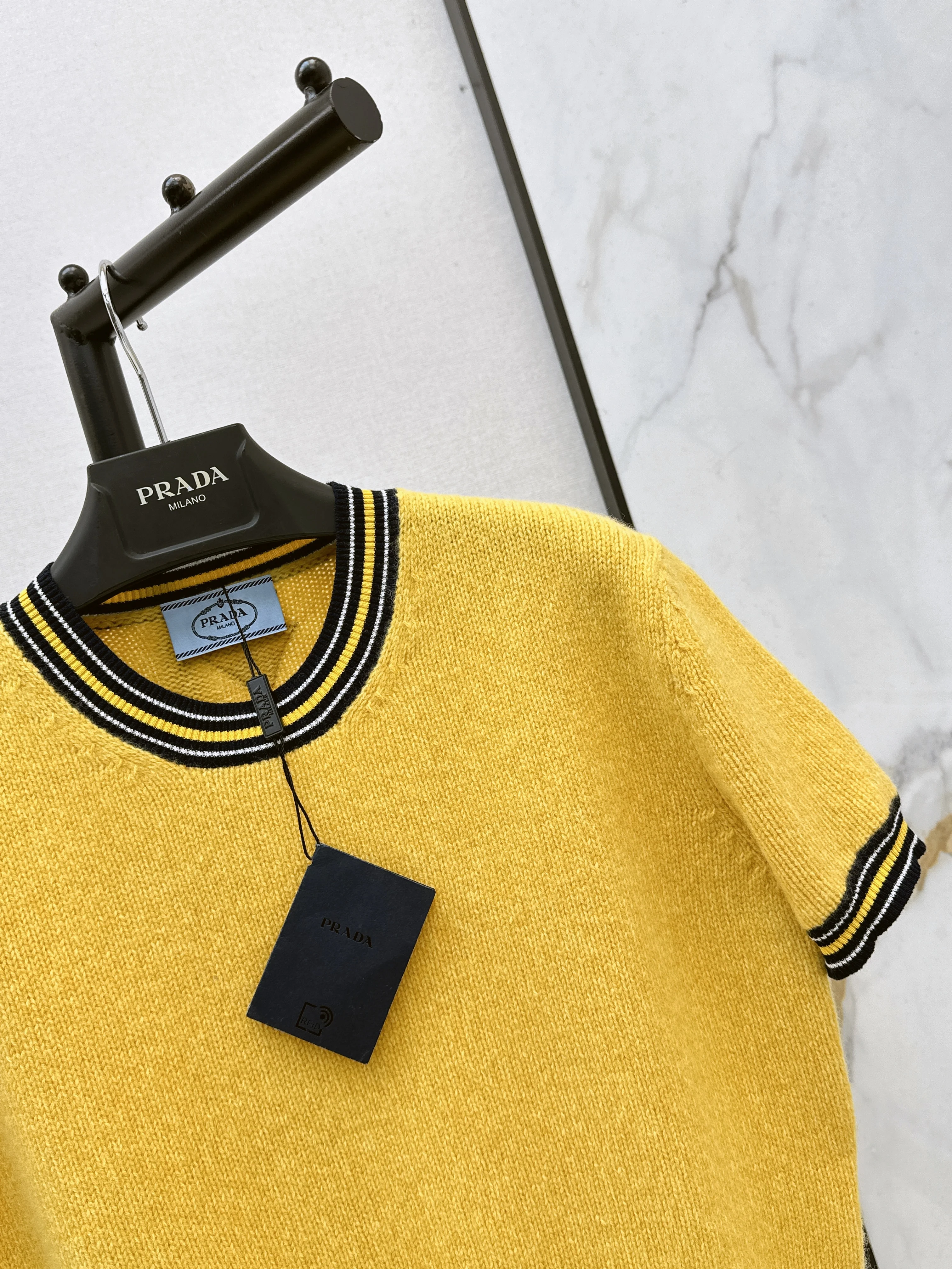 Prad 26ss short sleeve knitted sweater