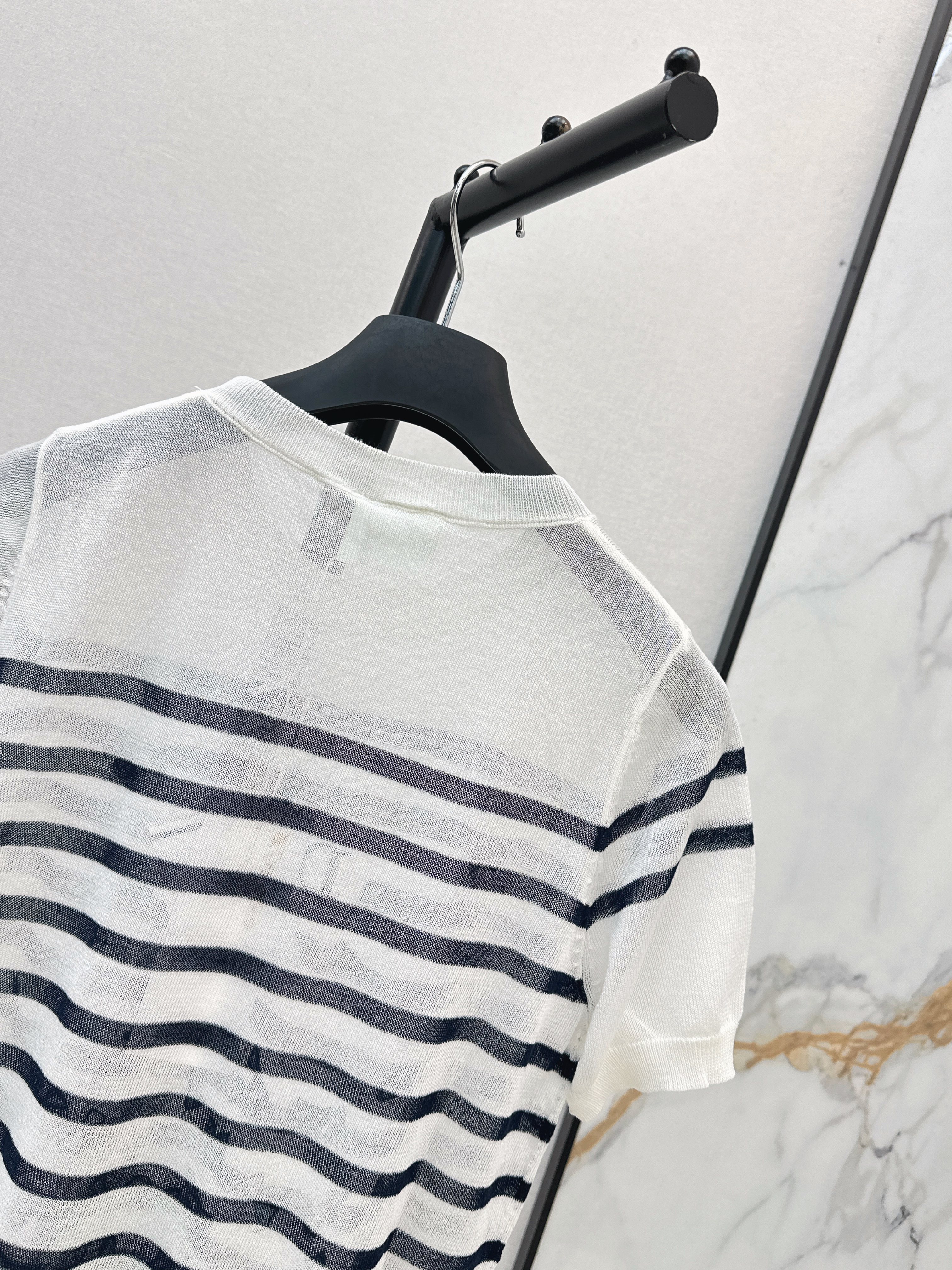 CD 26ss bow embroidery stripe top