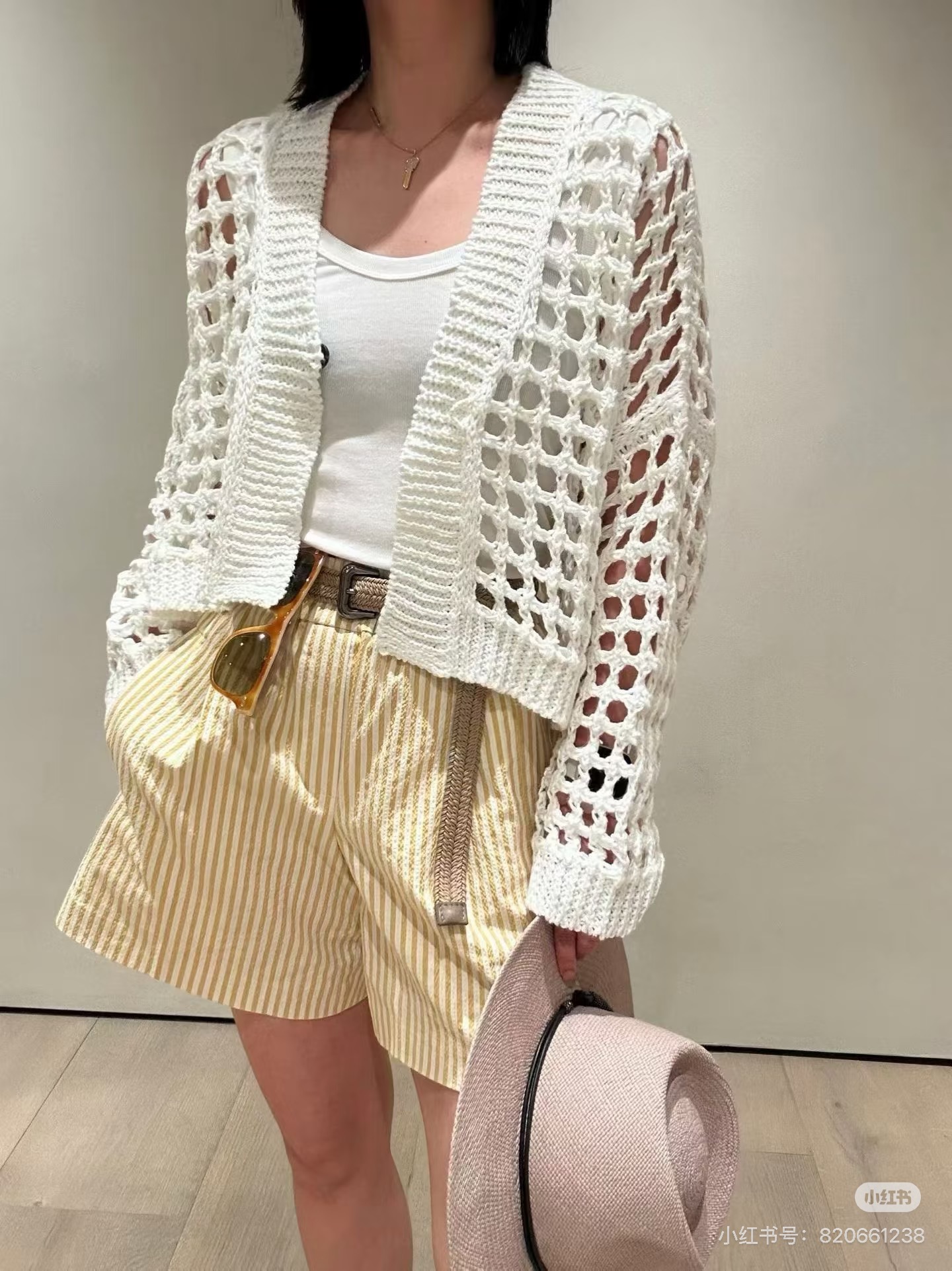 Brun 26ss hollow knit cardigan