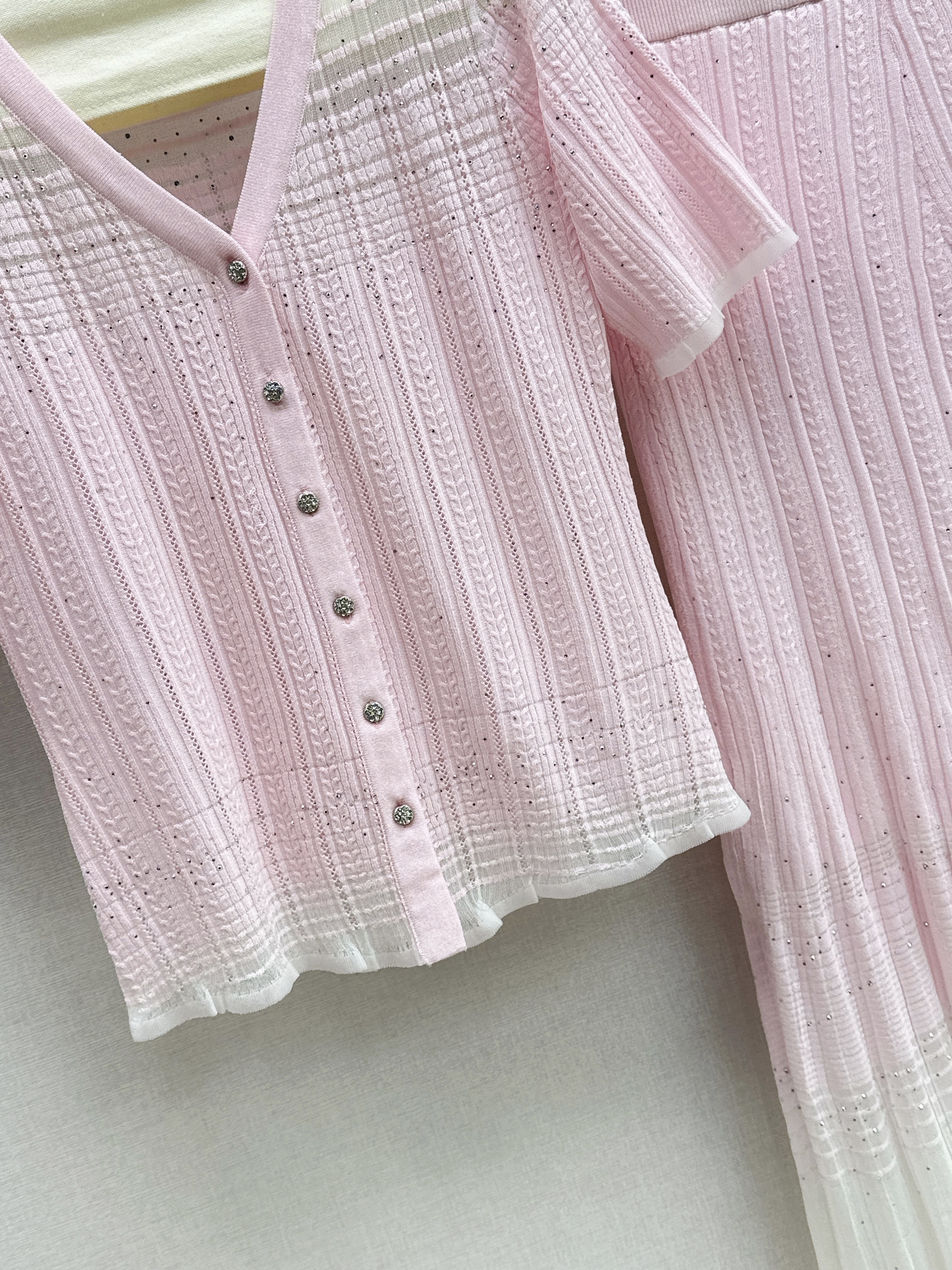 Chan 26ss knit cardigan skirt set