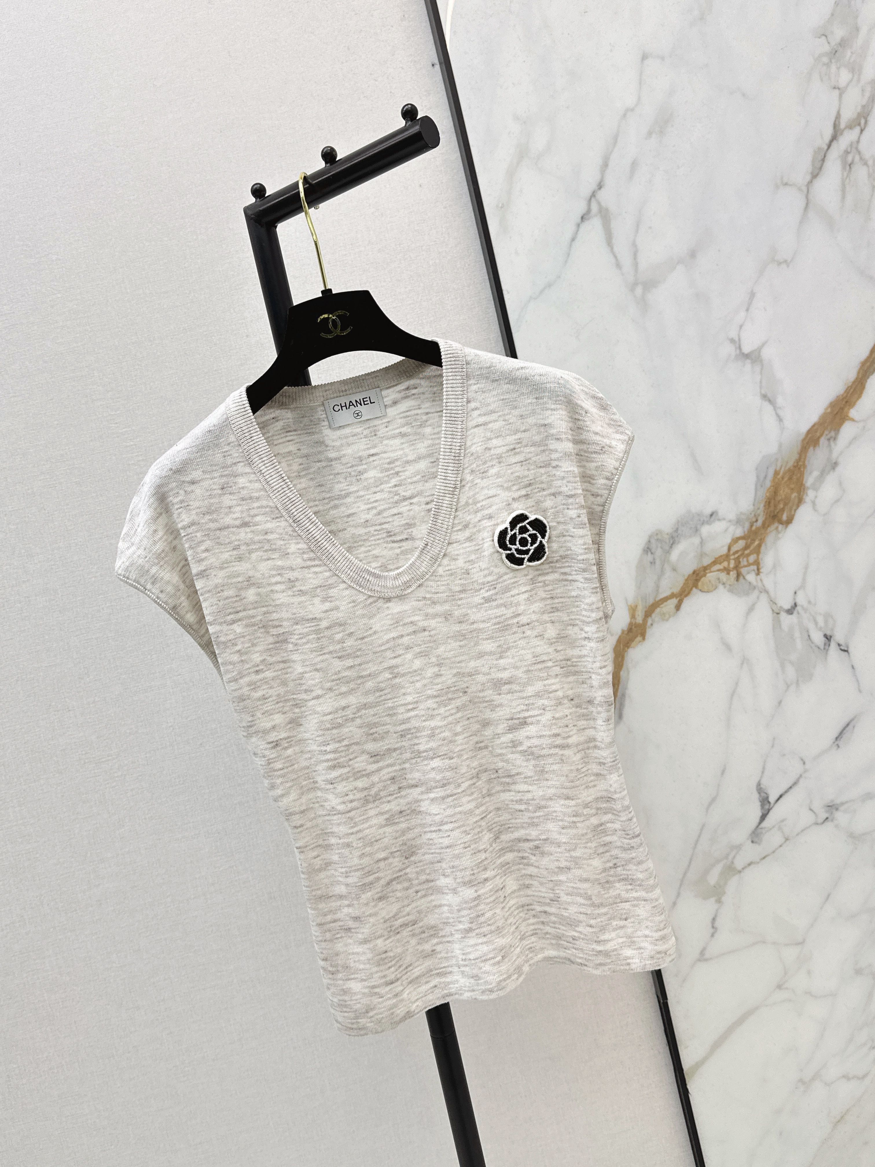 Chan 26ss 3d flower t-shirt