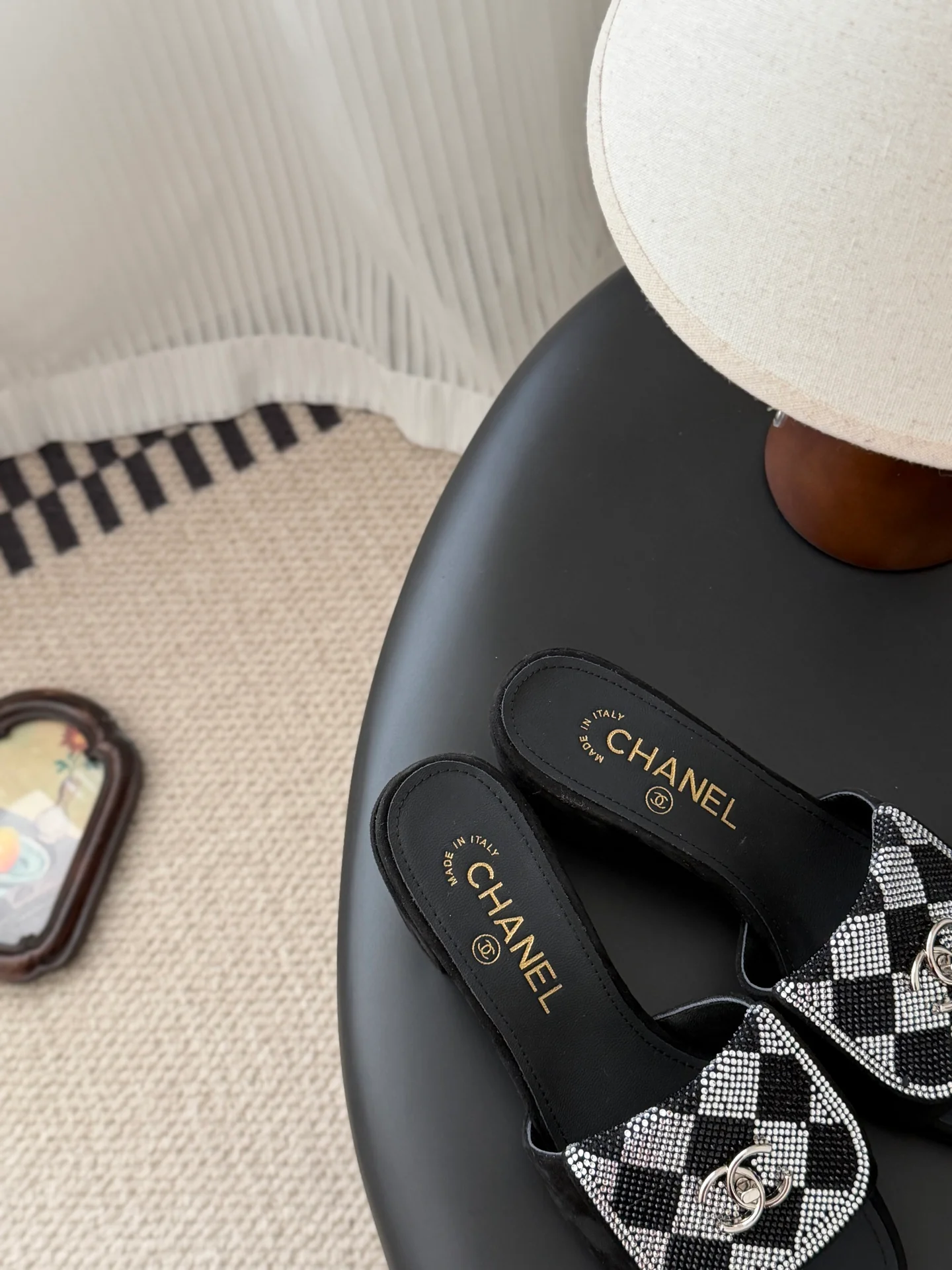 Chan 26ss rhinestone-embellished chunky sandals