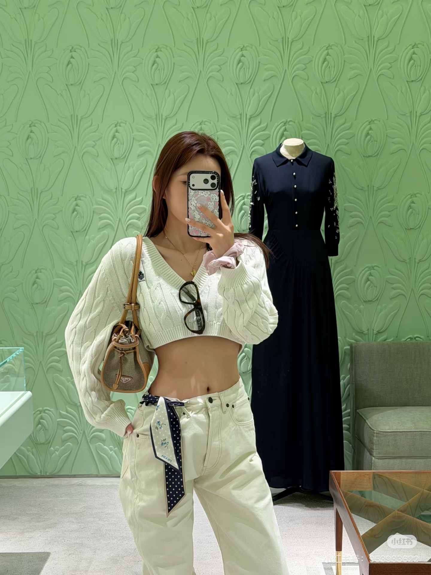 Pra 26ss cable knit cropped sweater