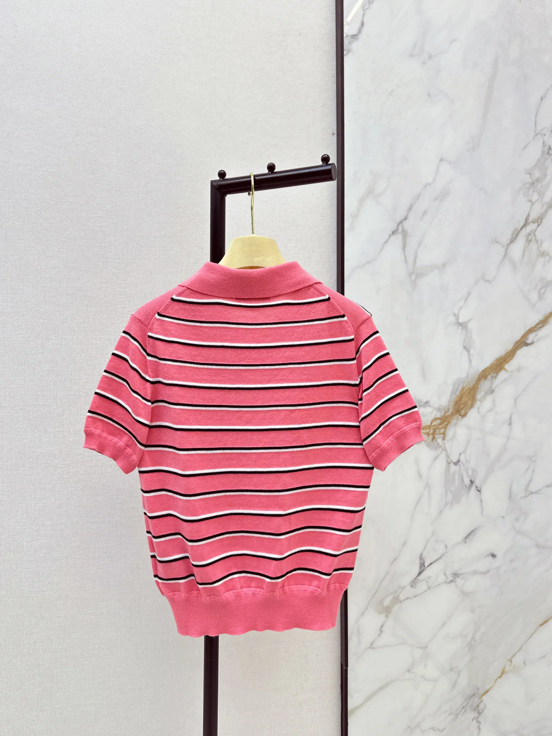 Miu 26ss stripe polo knit sweater