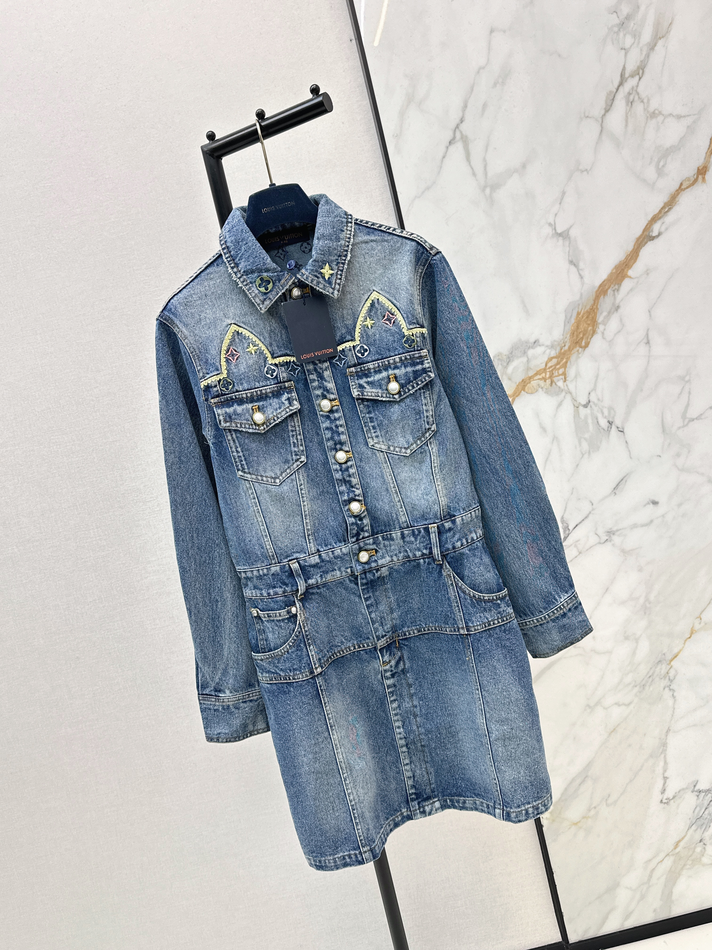 Loui 26ss embroidery denim dress