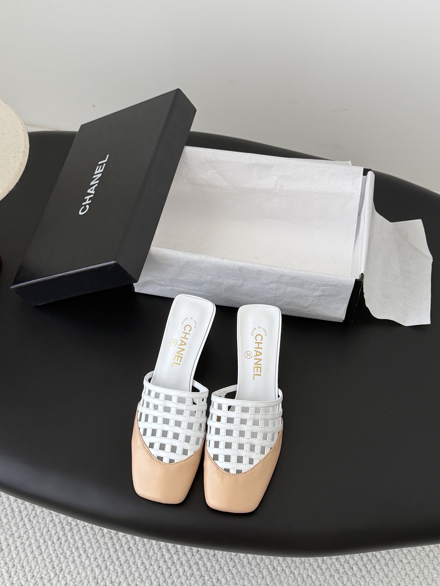 Chan 26ss woven mules heel