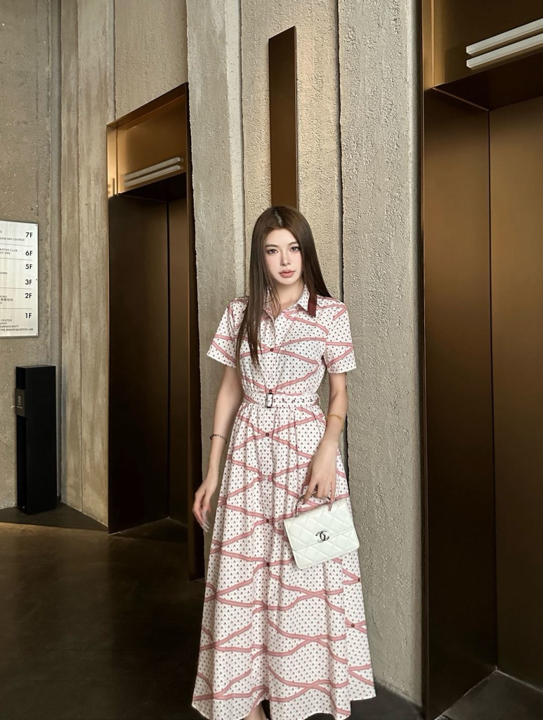 Loui 26ss print belted dress