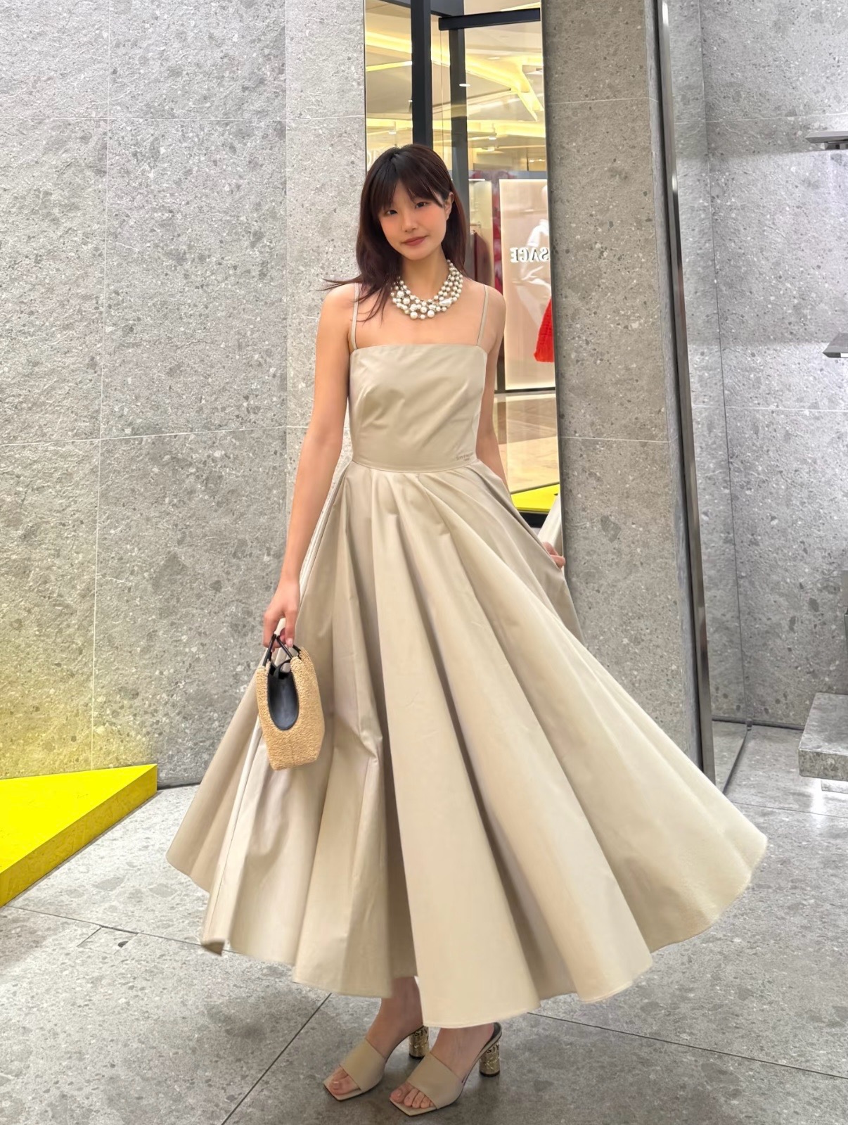 Give 26ss pleated slip dress