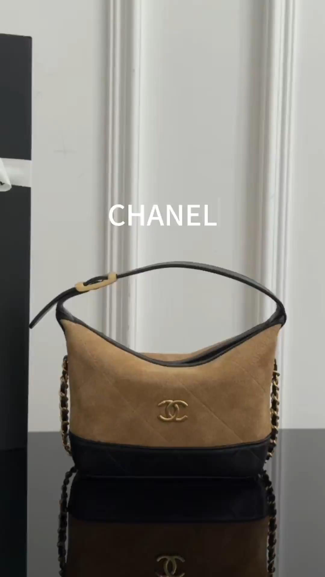 Chan 26S suede clutch with chain
