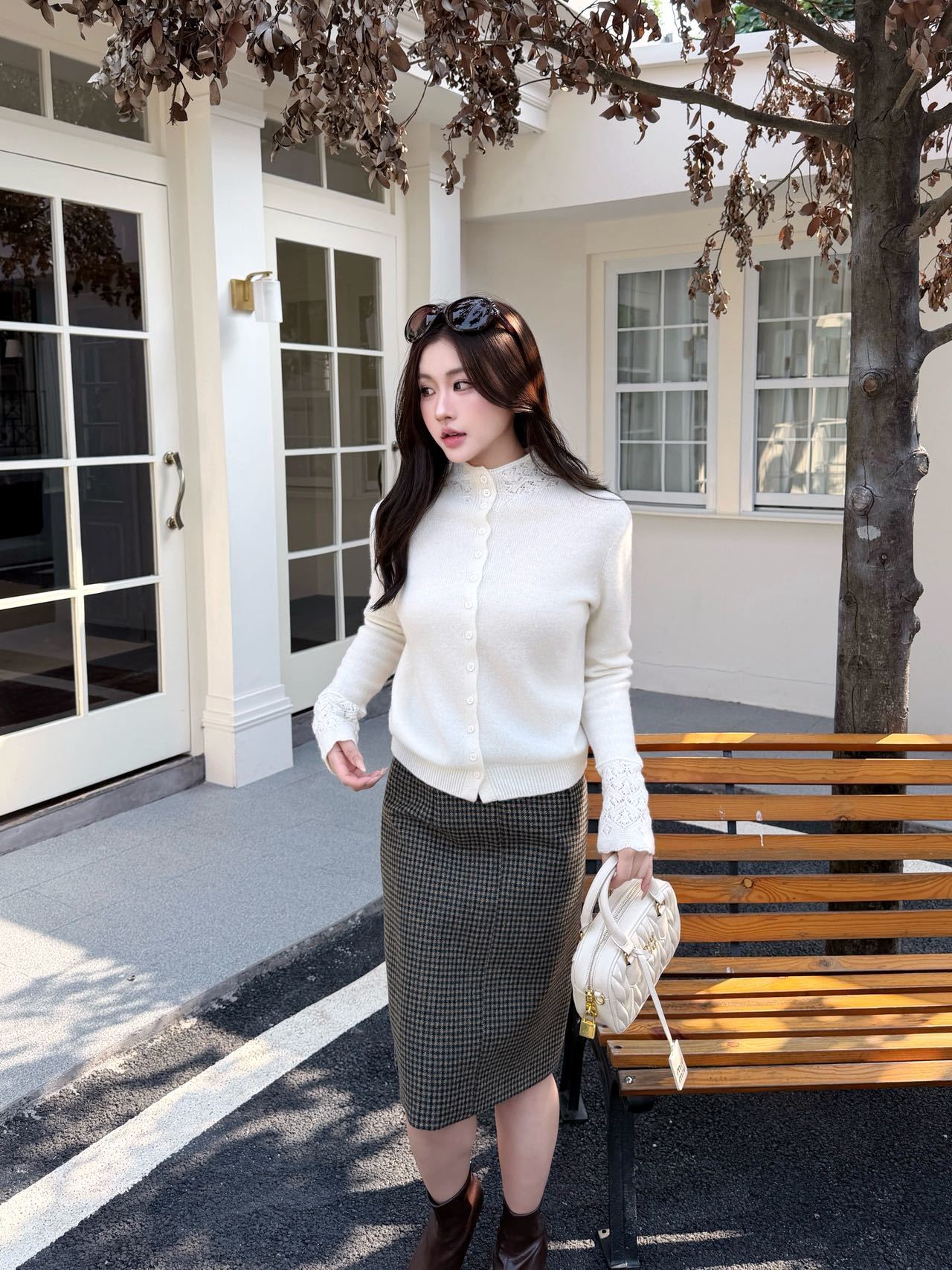 Chol 26ss high neck cardigan