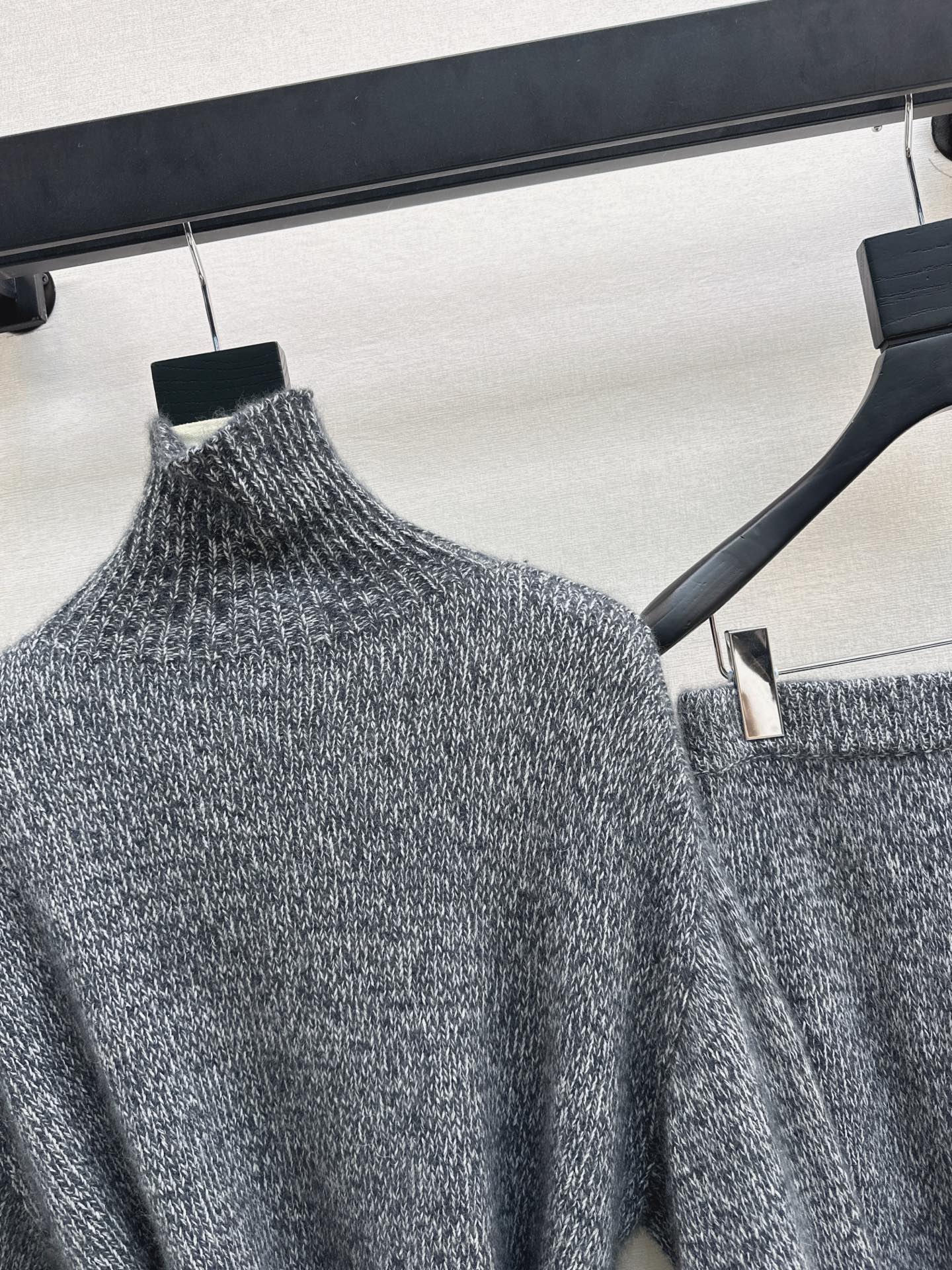 Brun 25fw knit high neck sweater+skirts outfit set