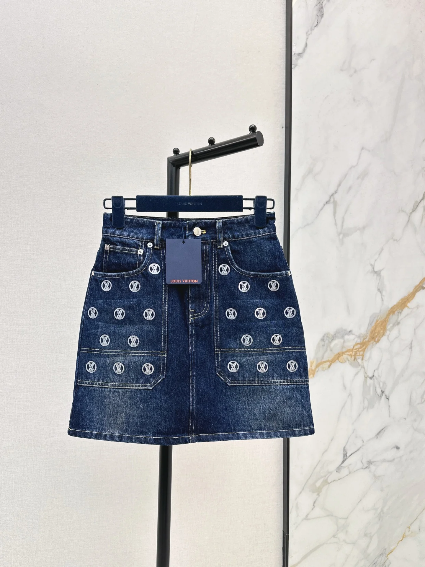 Louis 25fw embroidery denim skirts coin sequins
