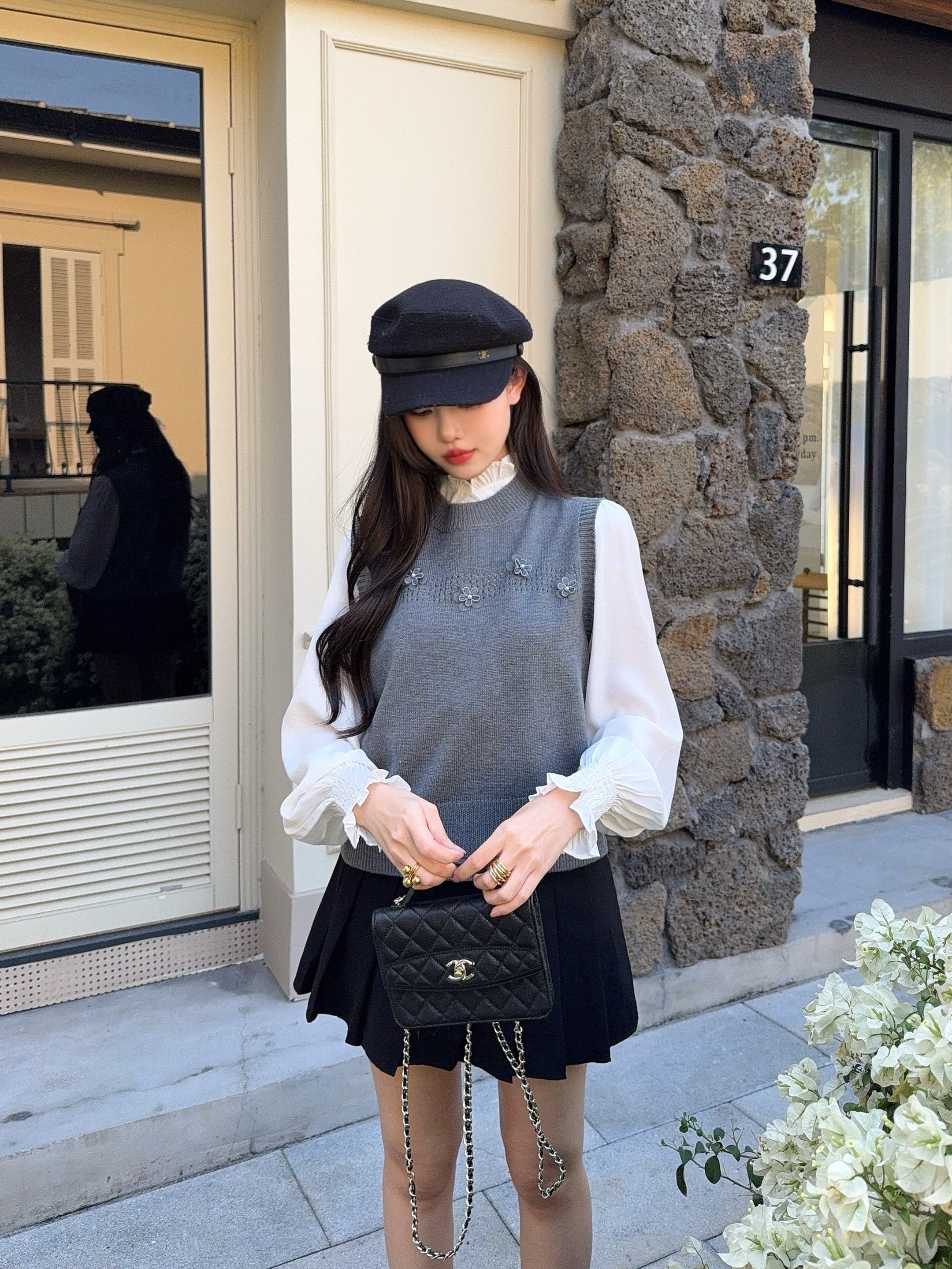 Chan 26ss elegant shirts knit vest