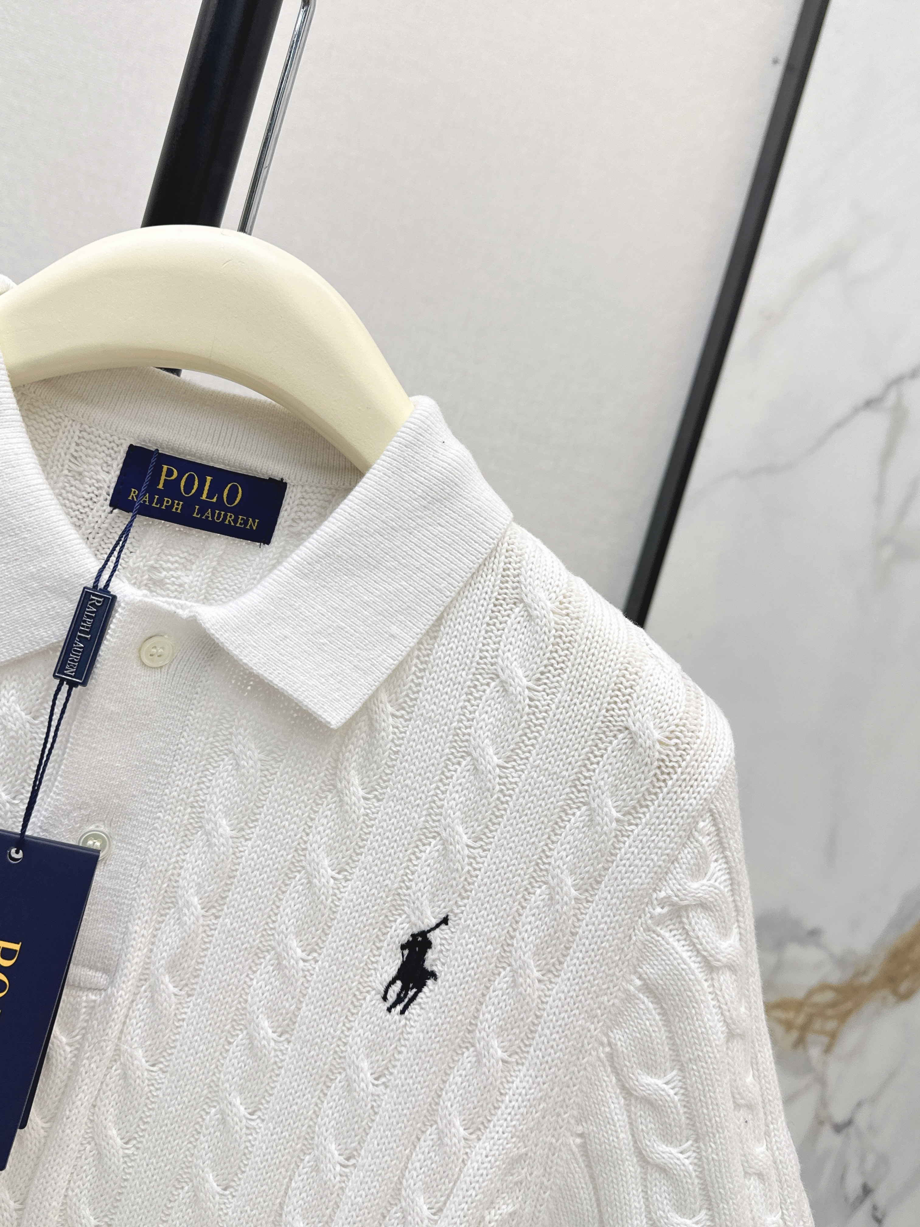 Ralp 26ss cable polo knit top