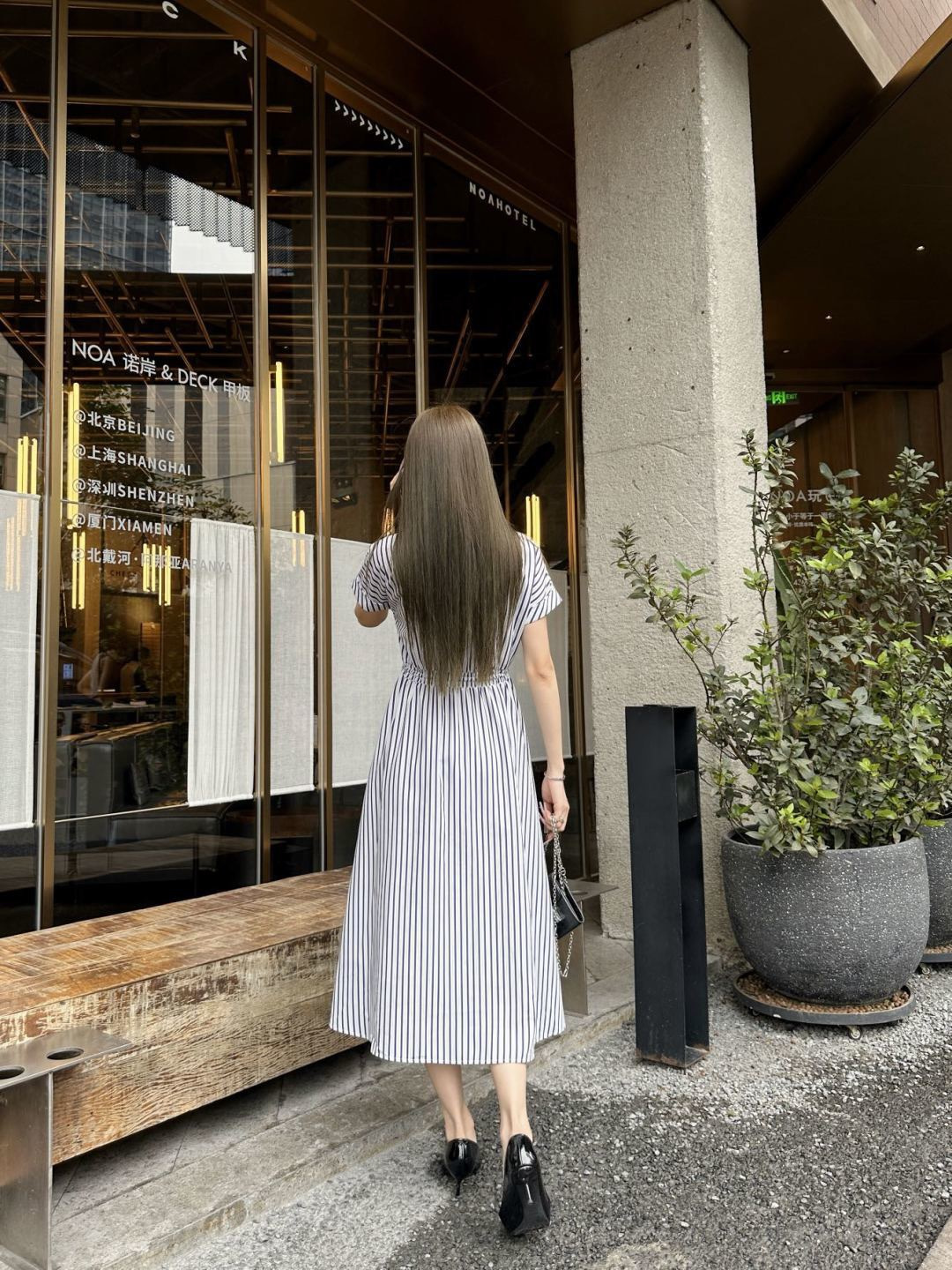 Pra 26ss stripe long shirt dress