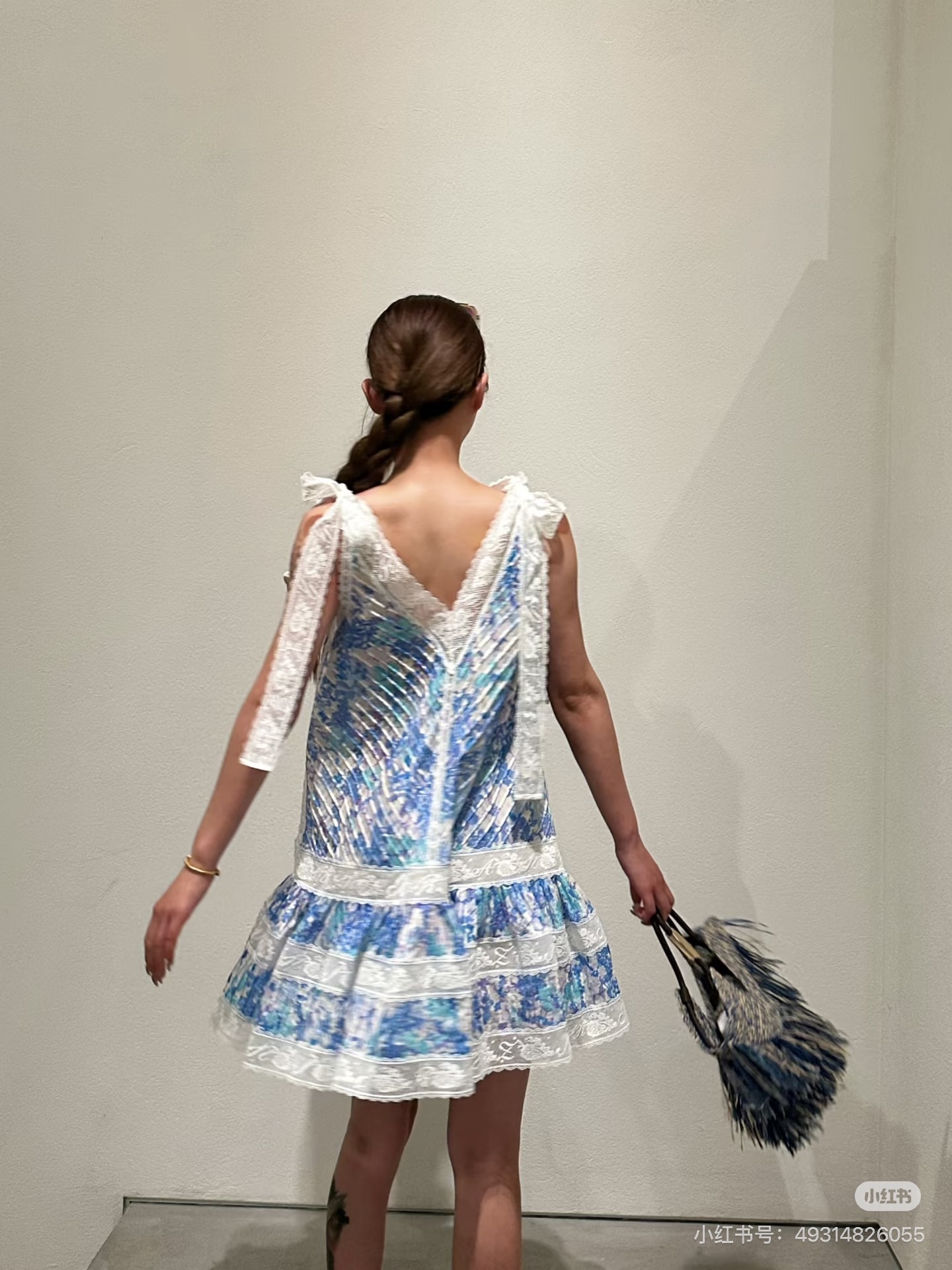 Zimm 26ss lace slip print dress