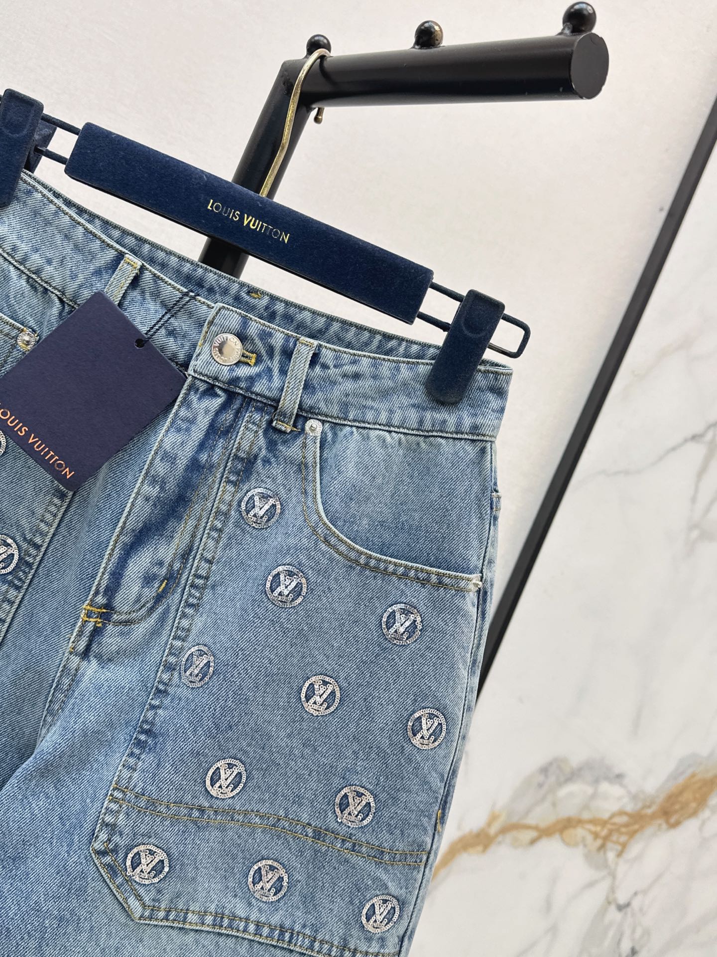 Loui 26ss embroidery sequin jeans