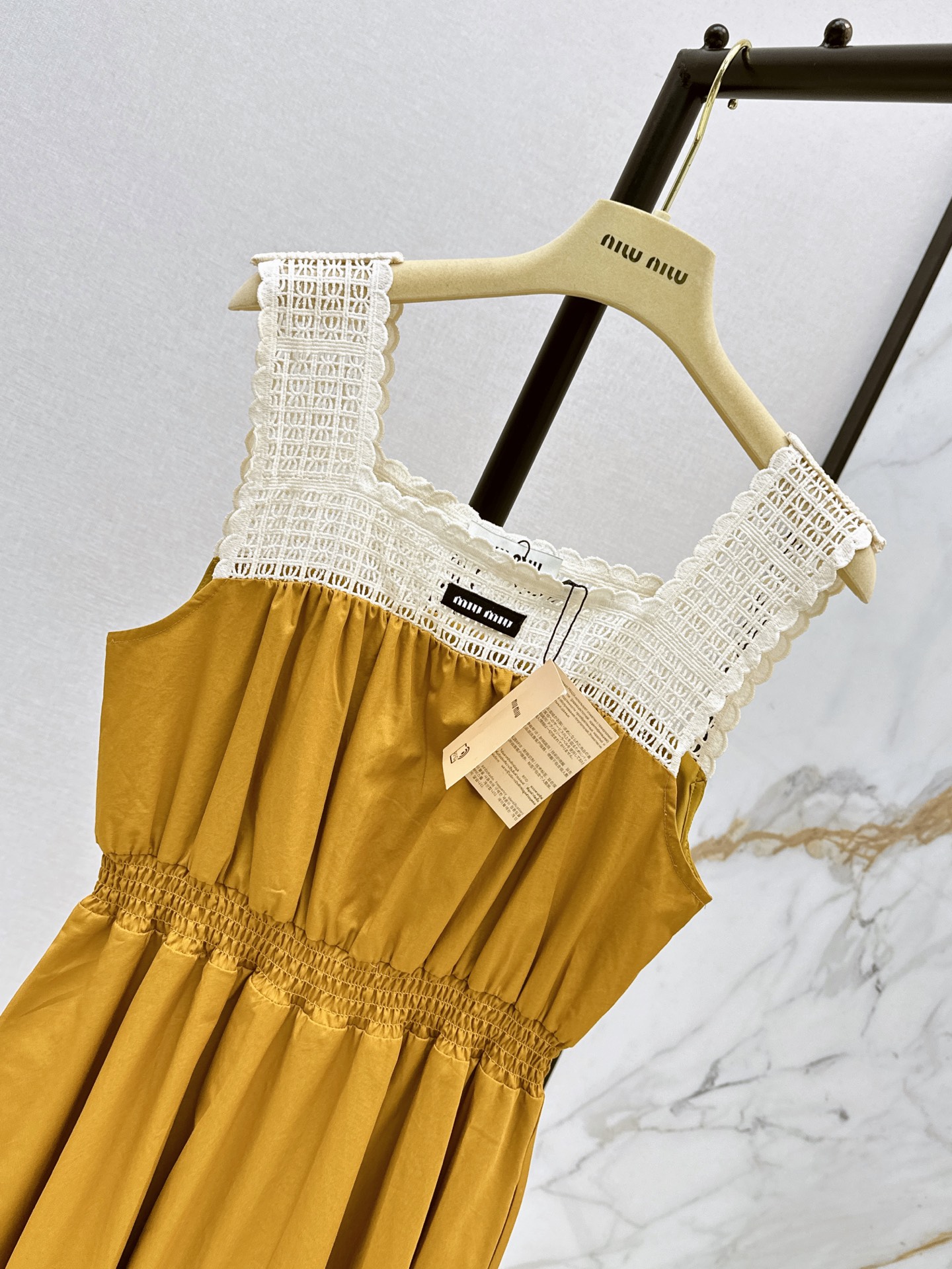 Miu 26ss lace trim slip dress