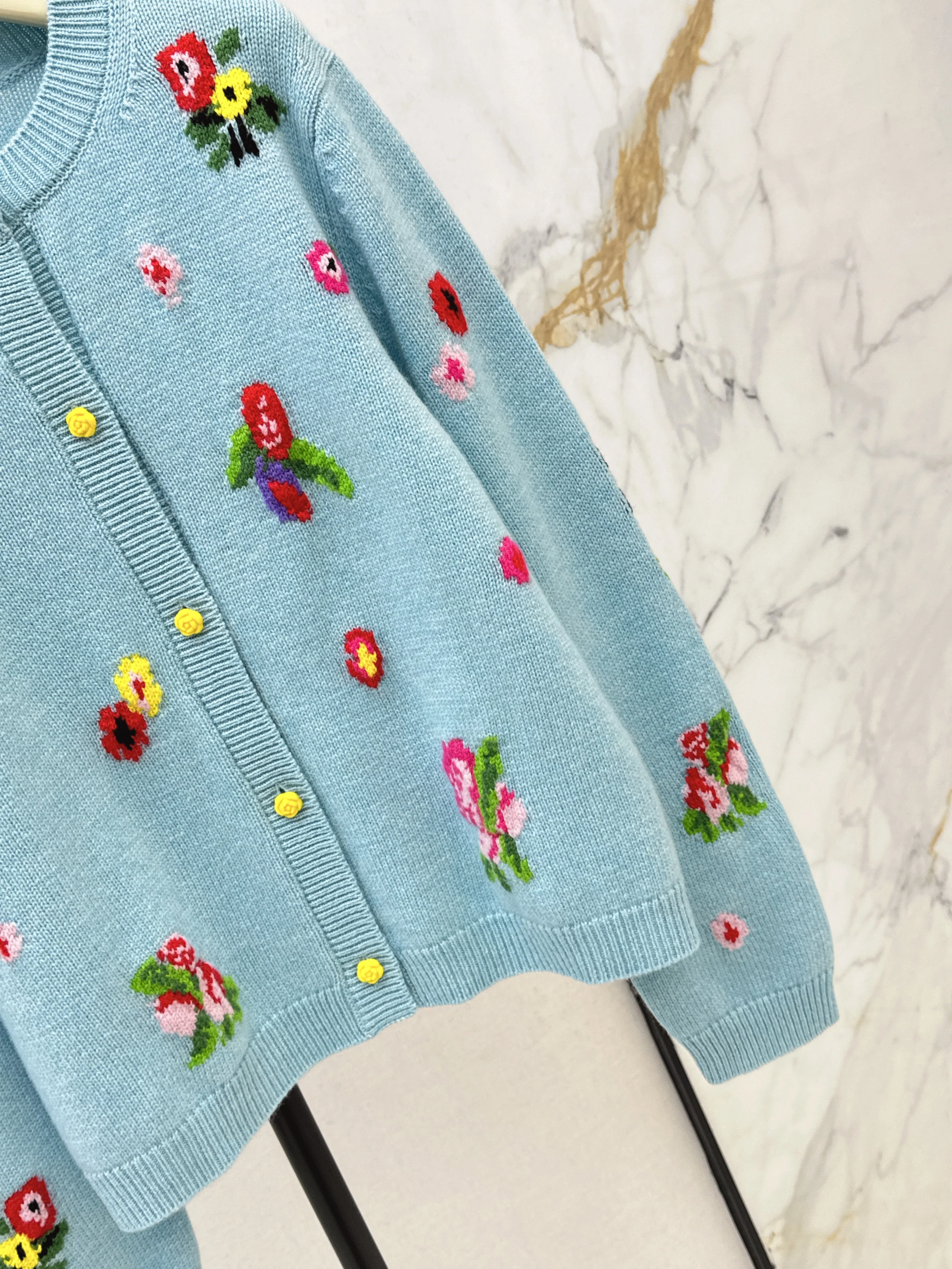Erdo 26ss intarsia cashmere cardigan